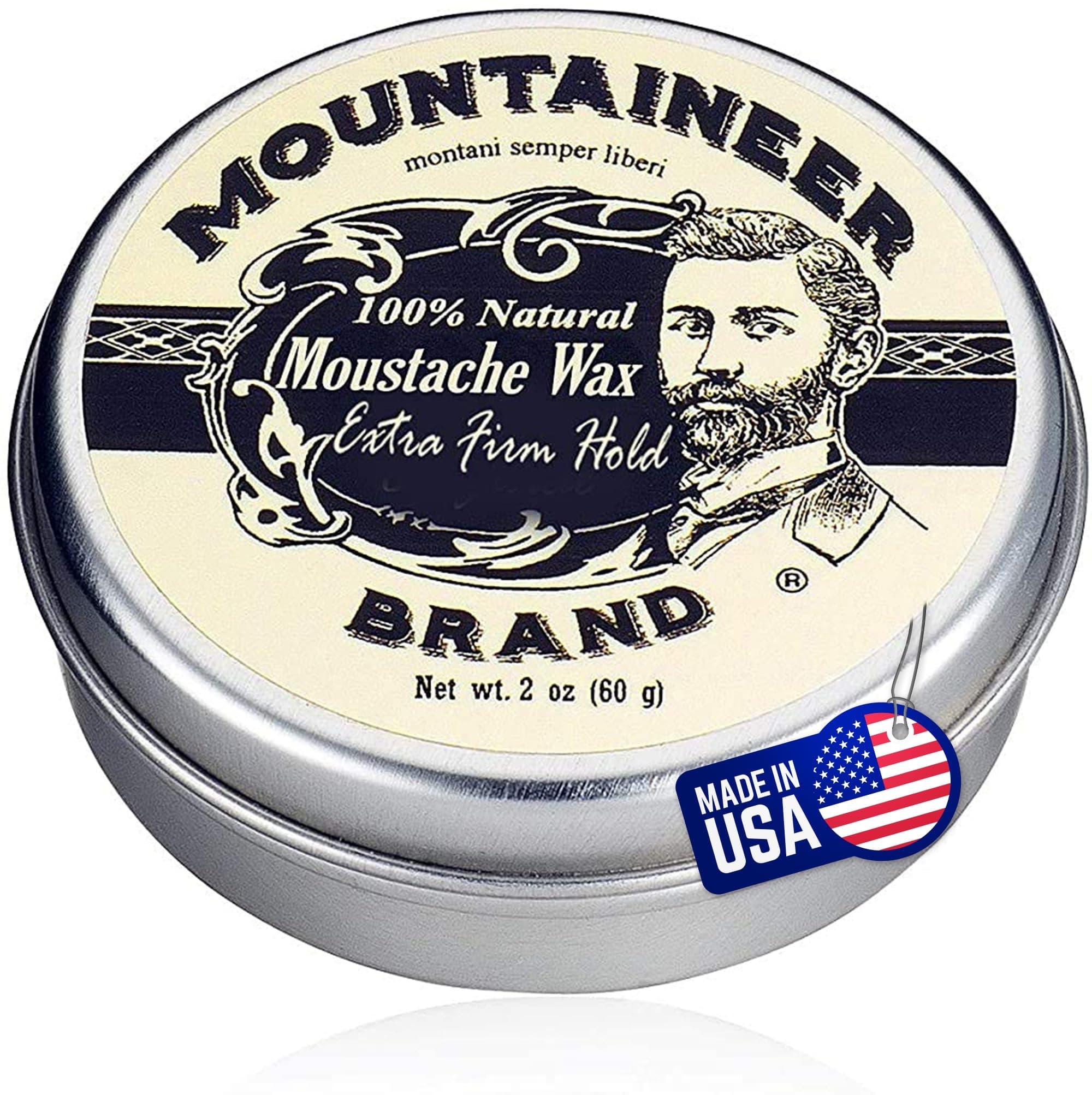 (Extra Firm Hold (Unscented)) - Moustache Wax by Mountaineer Brand - All-Natural, No Residue, Clear and Easy to Use, 60ml Tin (Extra Firm Hold (Unscented))