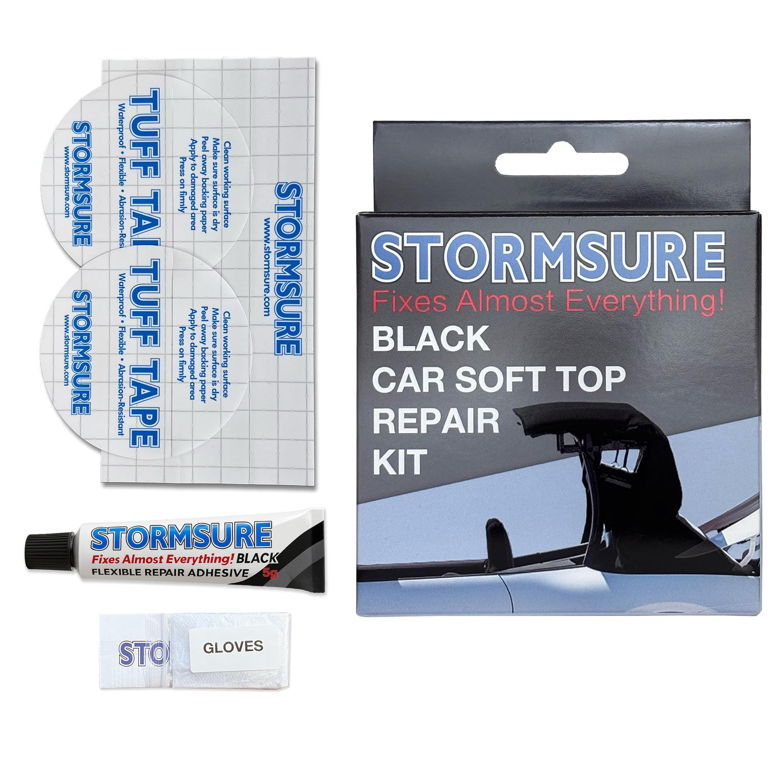 Stormsure Black Car Soft Top Roof & Convertible Repair Kit