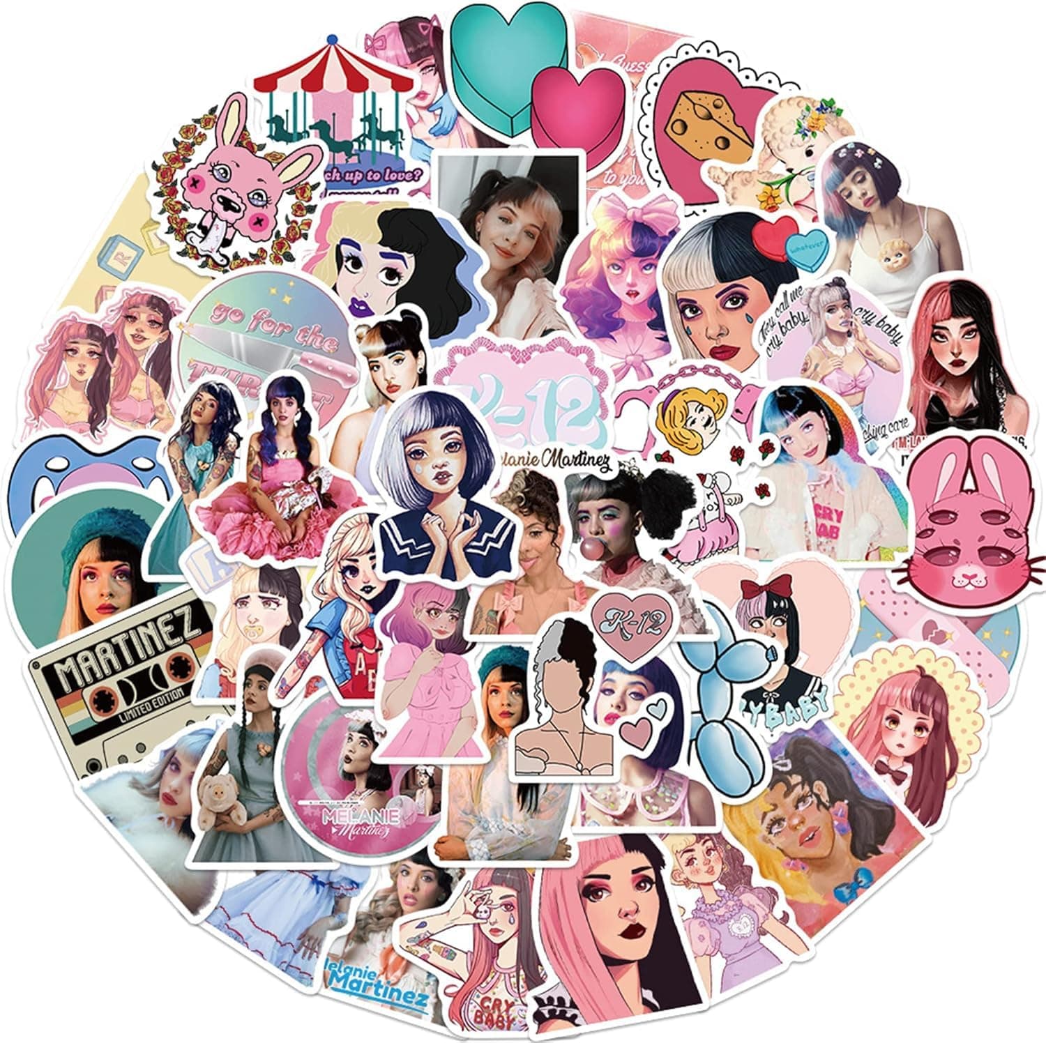 50PCs Singer Melanie Martinez Stickers, Aesthetic Vinyl Star Idol Stickers and Decals, Notebook Water Bottle Stickers for Hydro Flask, Car, Planner, Skateboard, Holiday Gifts Stickers …