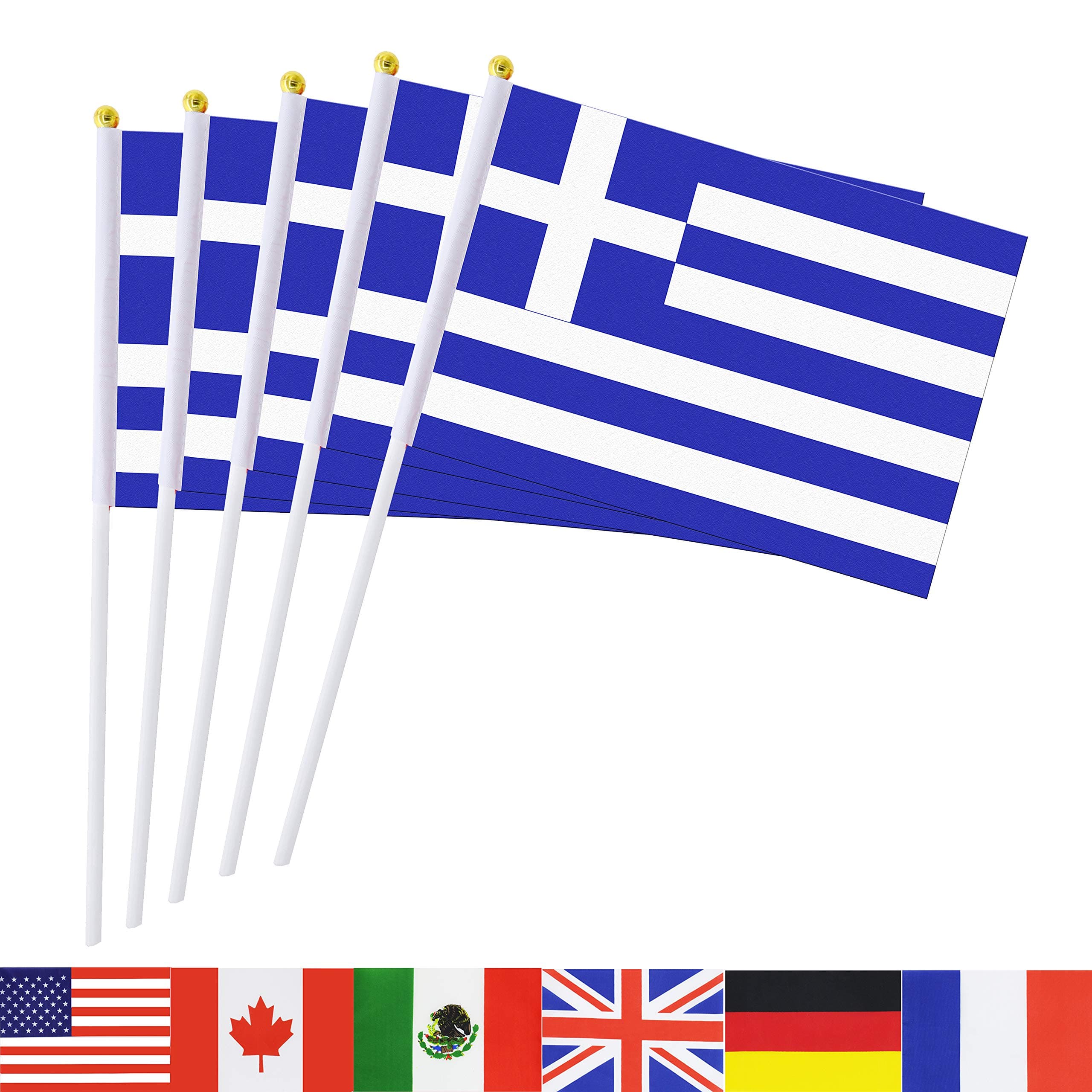 Greece Stick Flag,50 Pack Hand Held Greek National Flags On Stick,International World Country Stick Flags Banners,Party Decorations For Olympics,Grand Opening,Sports Clubs,Festival Events Celebration