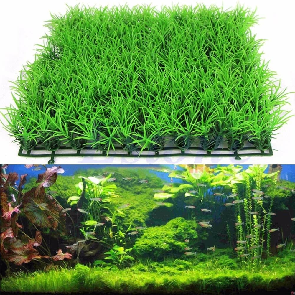 New Artificial Water Aquatic Green Grass Plant Lawn Aquarium Fish Tank Landscape