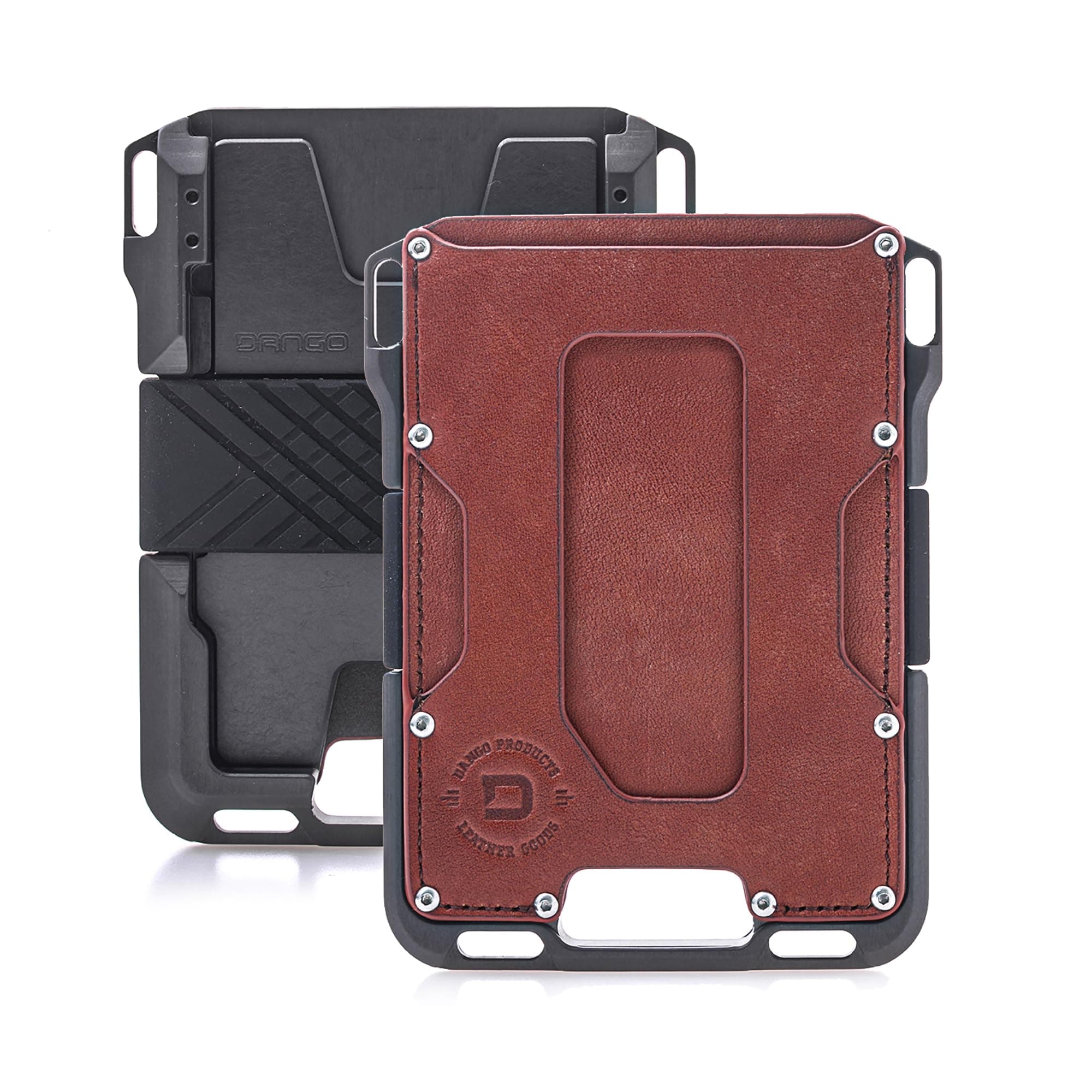 Dango Slim Minimalist Wallet for Men - RFID Blocking - Leather, Whiskey Brown/Slate Grey