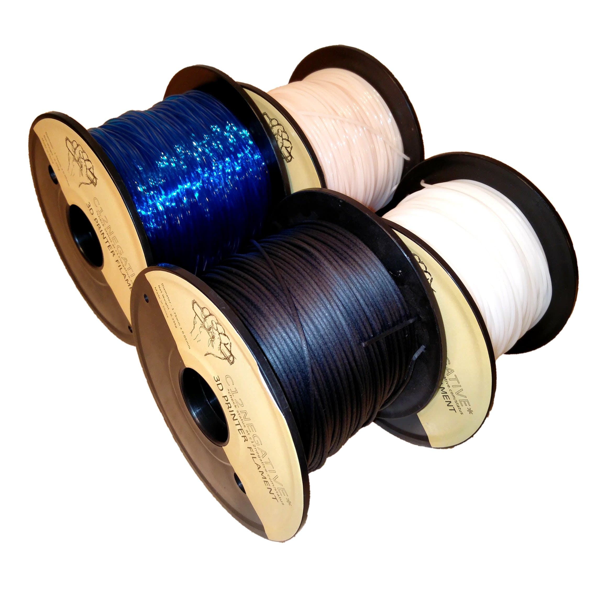 1.75mm 4x250g Carbon Fiber/POM/Flexible/UV Active - Filament Set for 3D Printer - C12 Negative