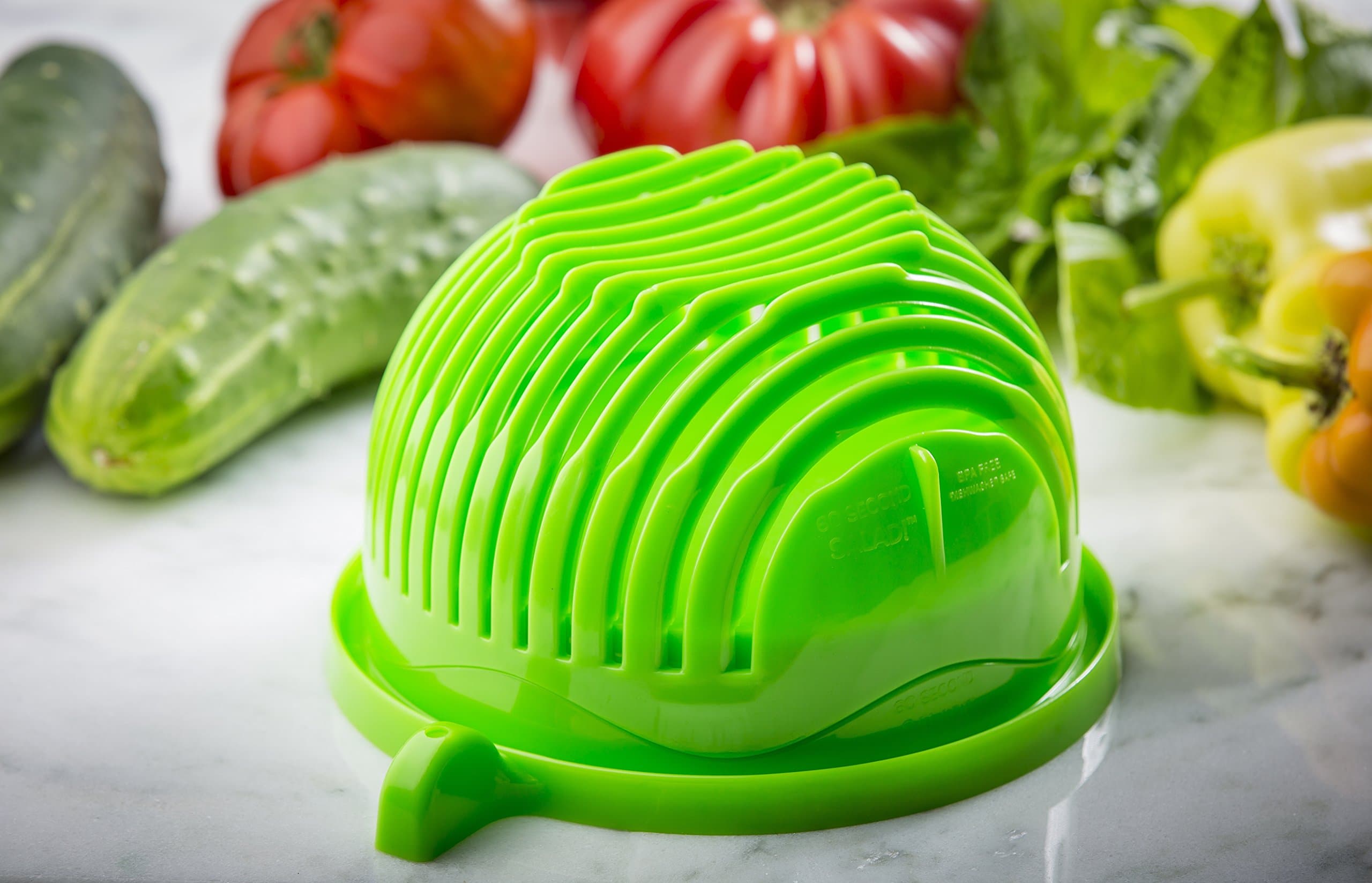 The ORIGINAL 60 Second Salad Maker - Thick, Durable, BPA Free Material - Dishwasher Safe - Top Quality Finish - Funded on Kickstarter!