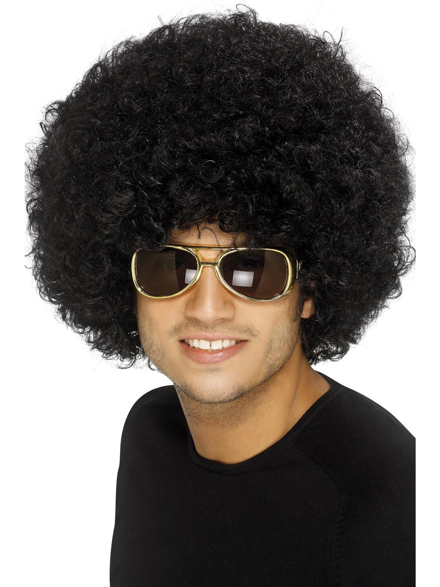 Smiffys 70s Funky Afro Wig, Black 120g, 1970's Disco Fancy Dress, 1970s Dress Up Wigs