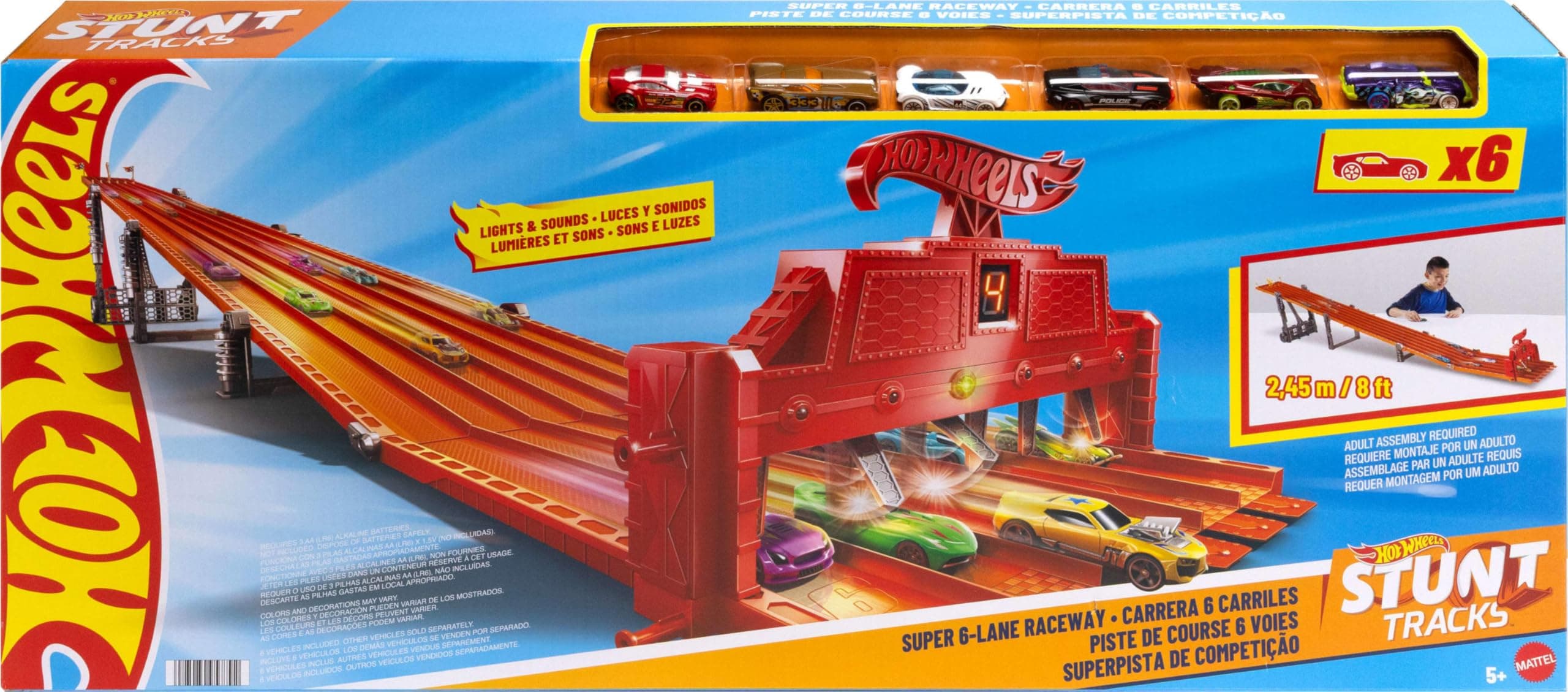 Mattel Hot Wheels Super 6-Lane Raceway Playset V1983