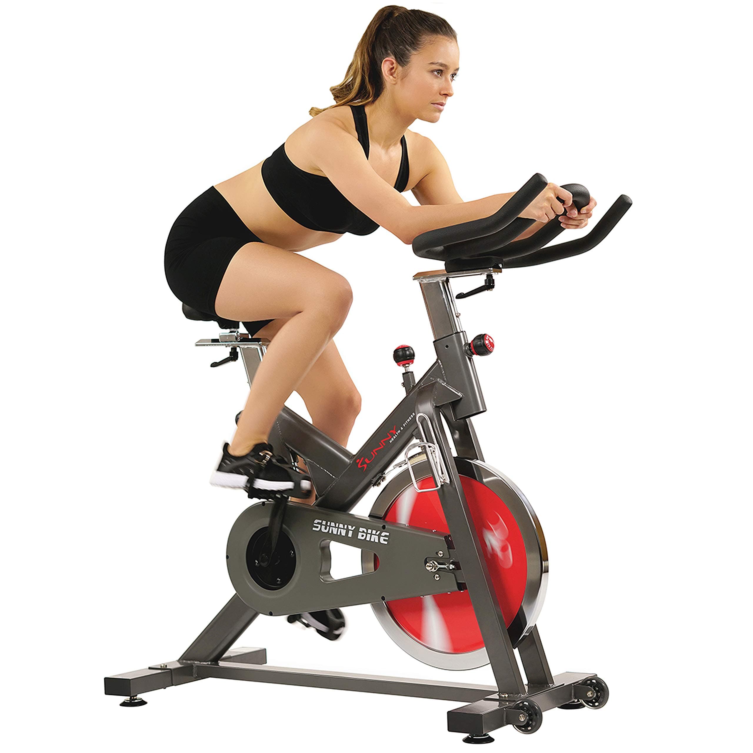 Sunny Health & Fitness Indoor Home Cycling Bike with Quiet Belt Drive, 44 LB Flywheel and 265 Max Weight - SF-B1712
