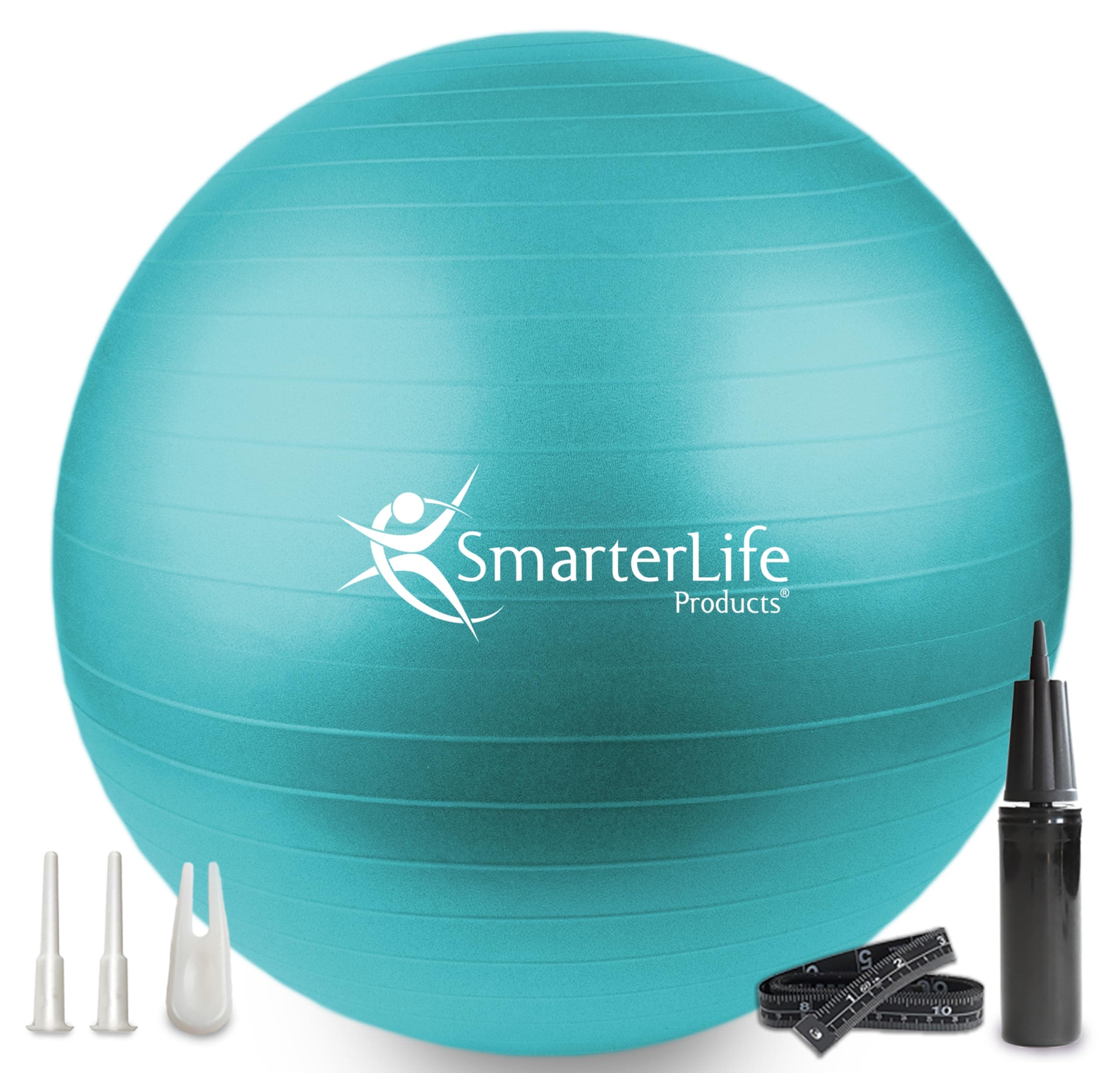 SmarterLife Workout Exercise Ball for Fitness, Yoga, Balance, Stability, or Birthing, Great as Yoga Ball Chair for Office or Exercise Gym Equipment for Home, Premium Non-Slip Design