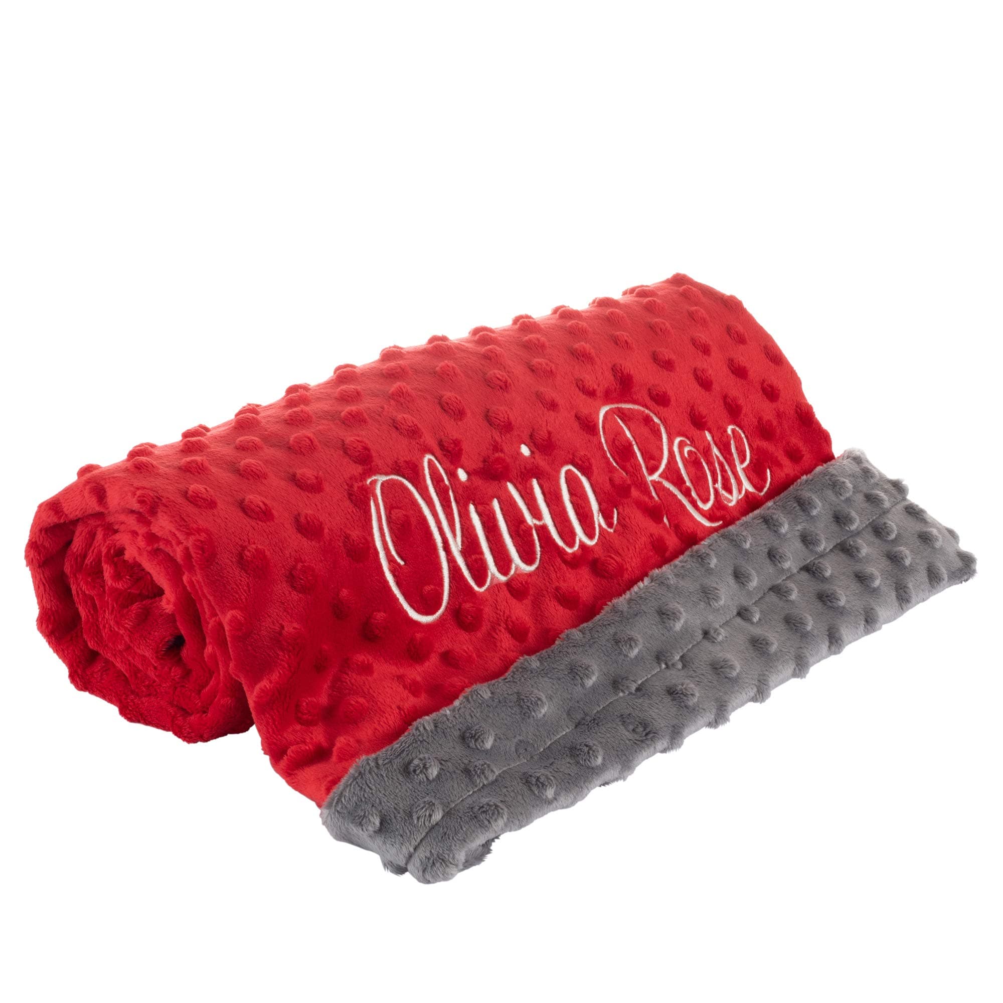 berry bebe Personalized Red Baby Blanket Soft and Plush Minky Dot, Customized Red Baby Blanket for boy or Girl