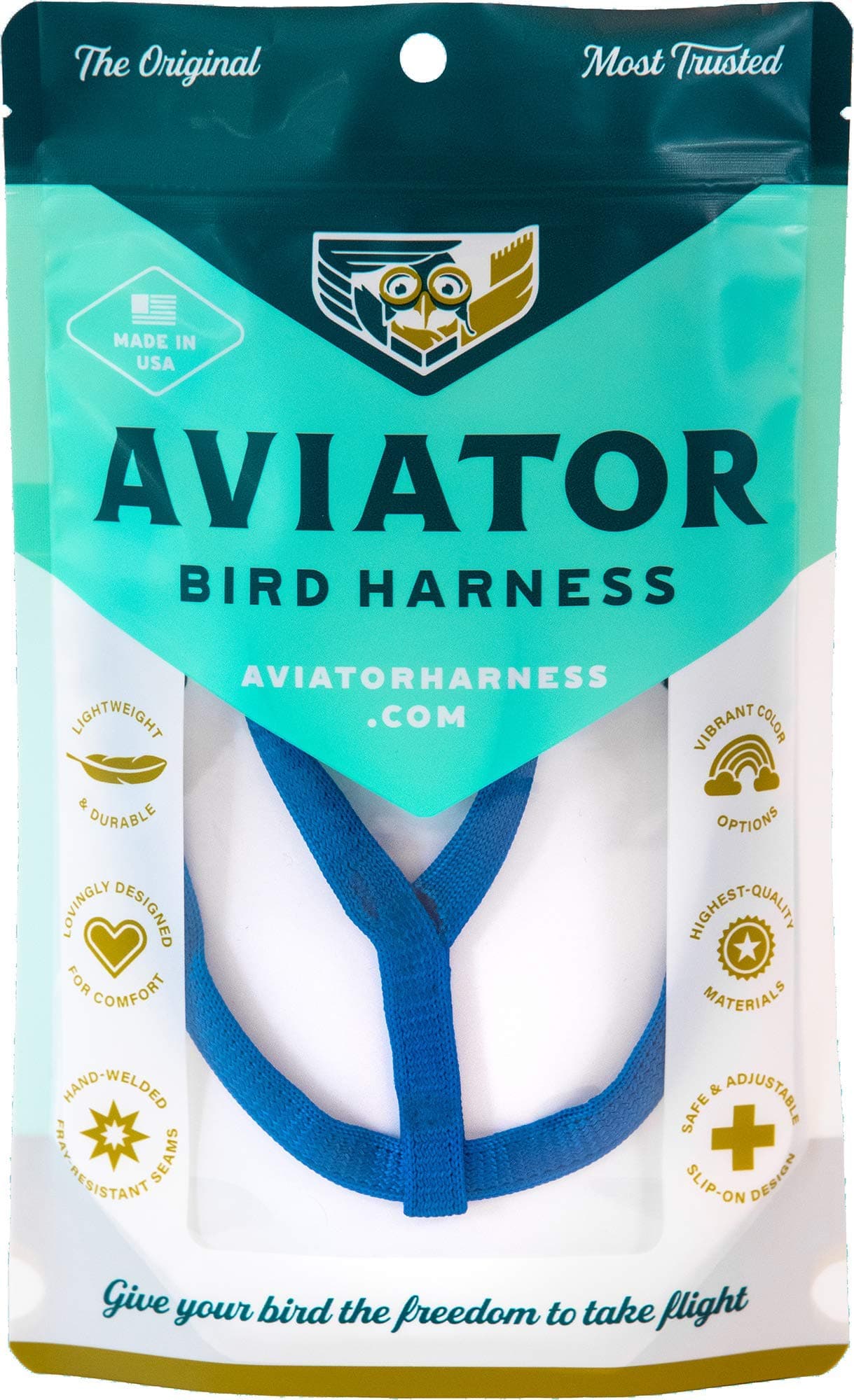 The AVIATOR Pet Bird Harness and Leash: Petite Blue