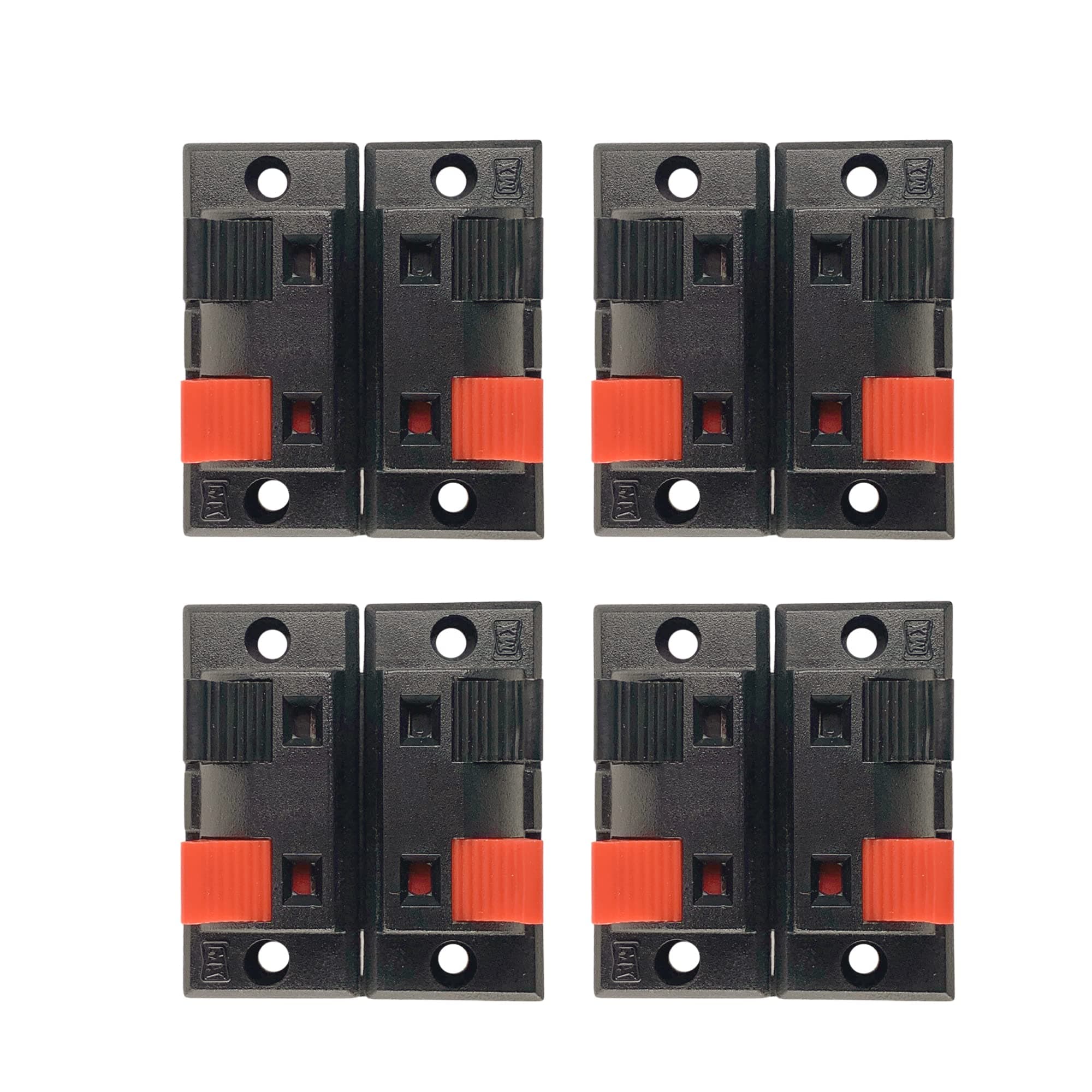 MX 4 Way/Pole Loud Speaker Terminals Socket/Block/Connector with Red & Black Push Release/Insert Spring Loaded Mechanism (Size : Size: 5.5 x 4.9 x 3 cm : Pack of 4)