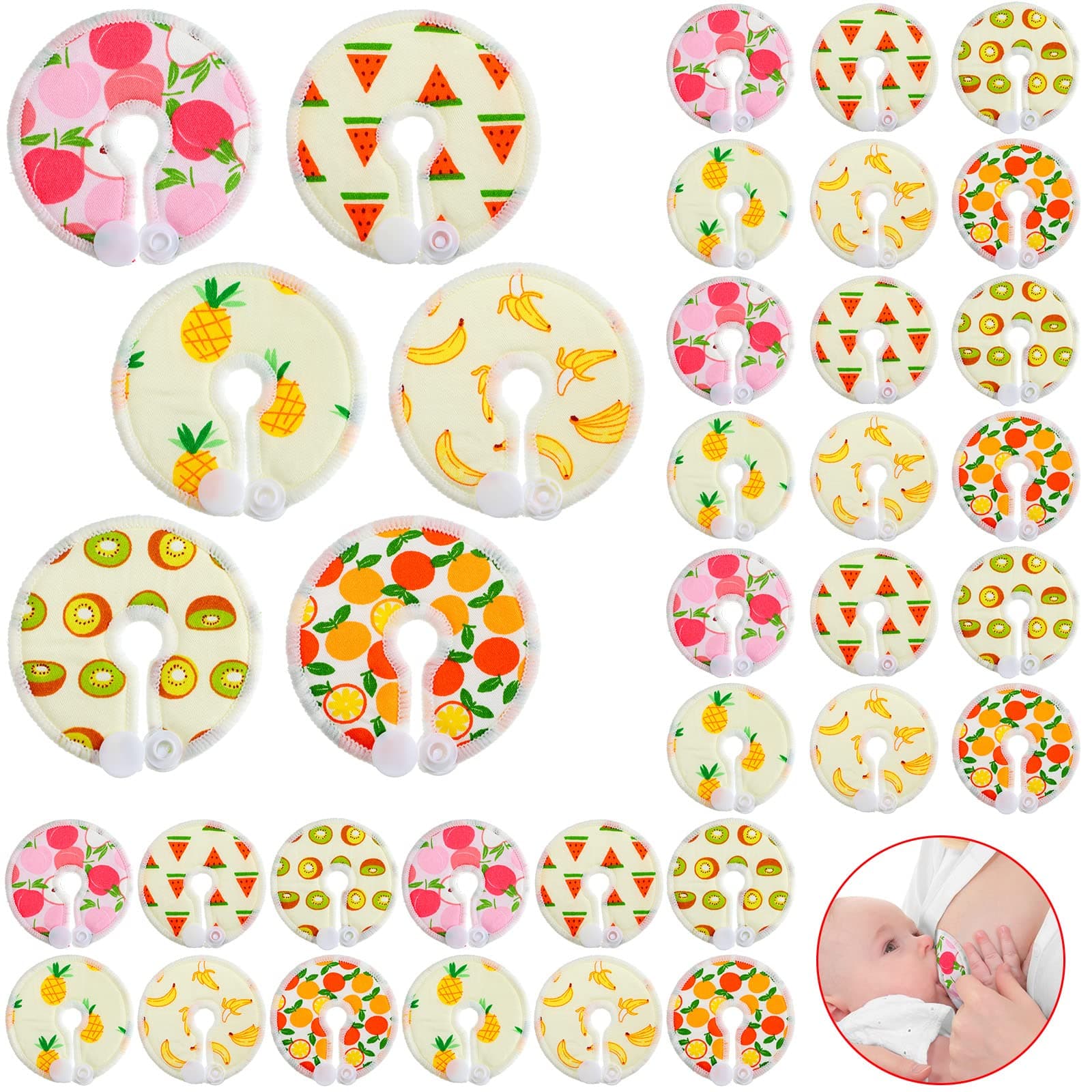 36 Pcs G Tube Button Covers Feeding Tube Pads Breast Nipple Soft Cotton Pads Reusable Button Washable Feeding Supplies for Kid Baby Breastfeeding Nursing Care, 6 Pattern