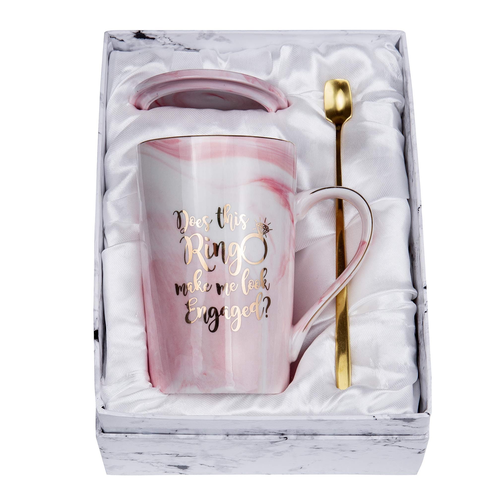Jumway Does This Ring Make Me Look Engaged? Engagement Gifts Fiance mug Engaged mugs 14 oz Pink coffee mug…