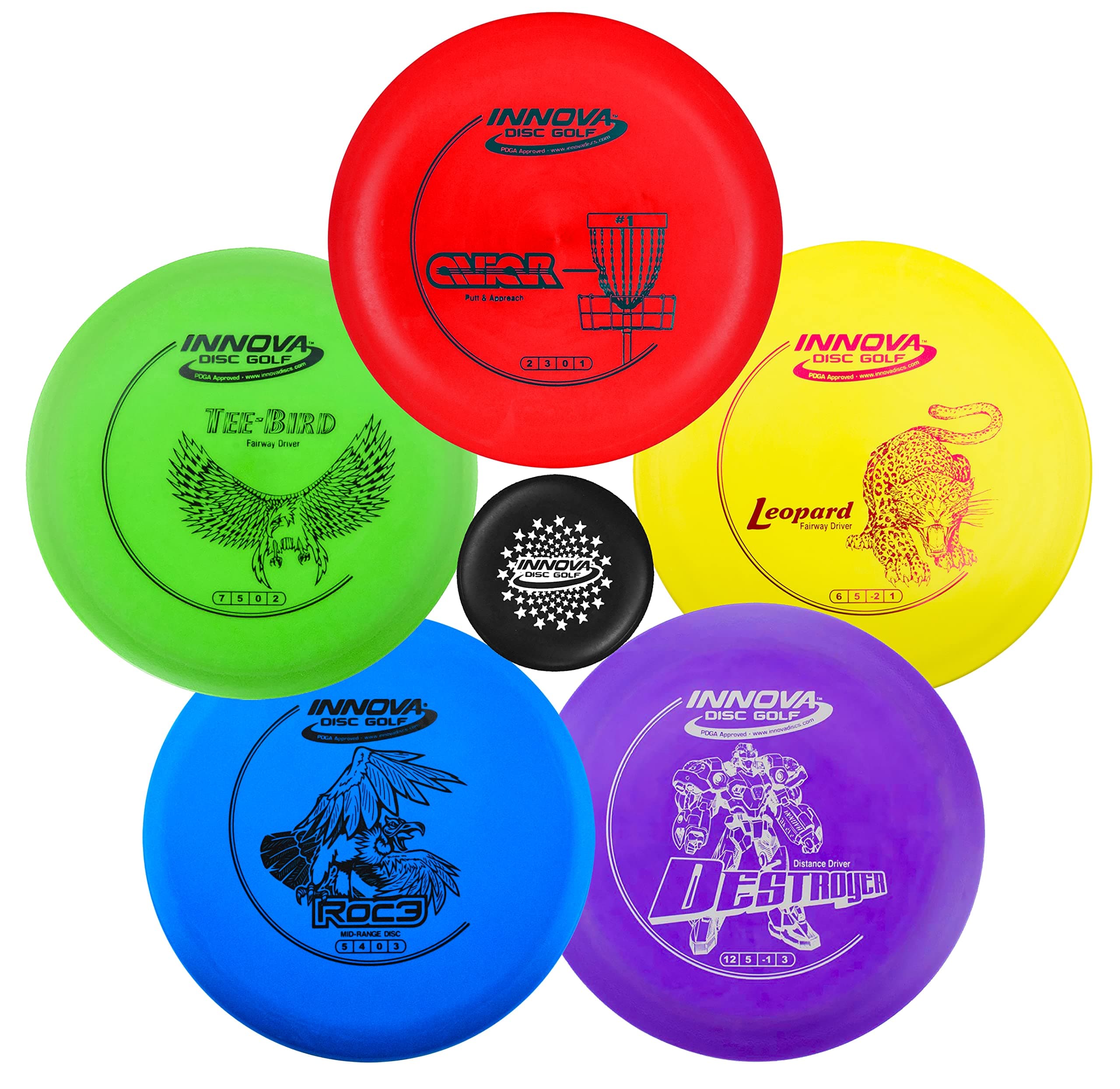 Innova Disc Golf Starter Set Colors May Vary 160-180g Disc Golf Putter, Disc Golf Driver, Mid-Range, PDGA Approved Disc Golf Set, Frisbee Golf Disc Set