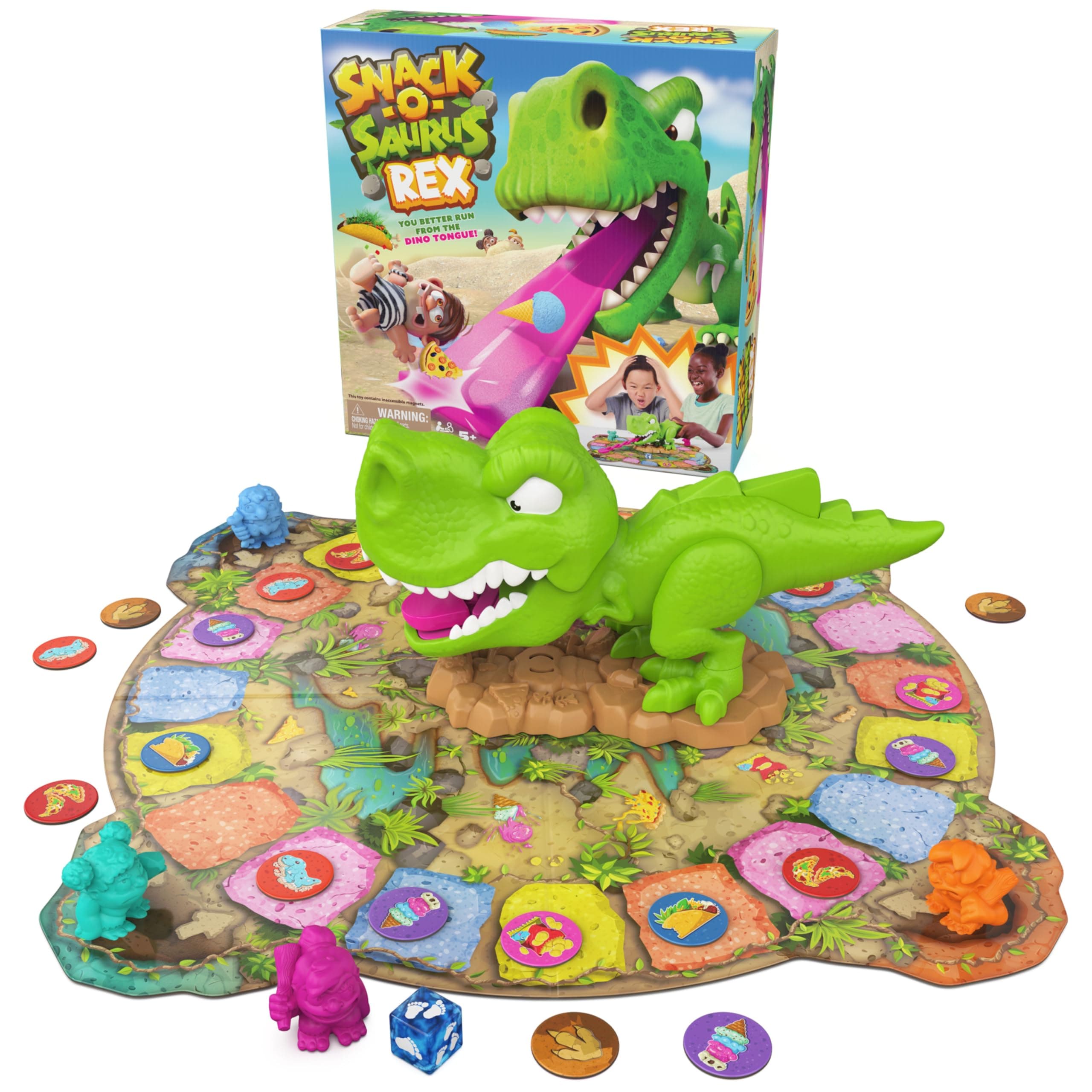 Spin Master Games, Snack-O-Saurus Rex, Interactive Dinosaur Toy for Kids, Board Games for Family Night, 2-4 Players, for Ages 5 & Up