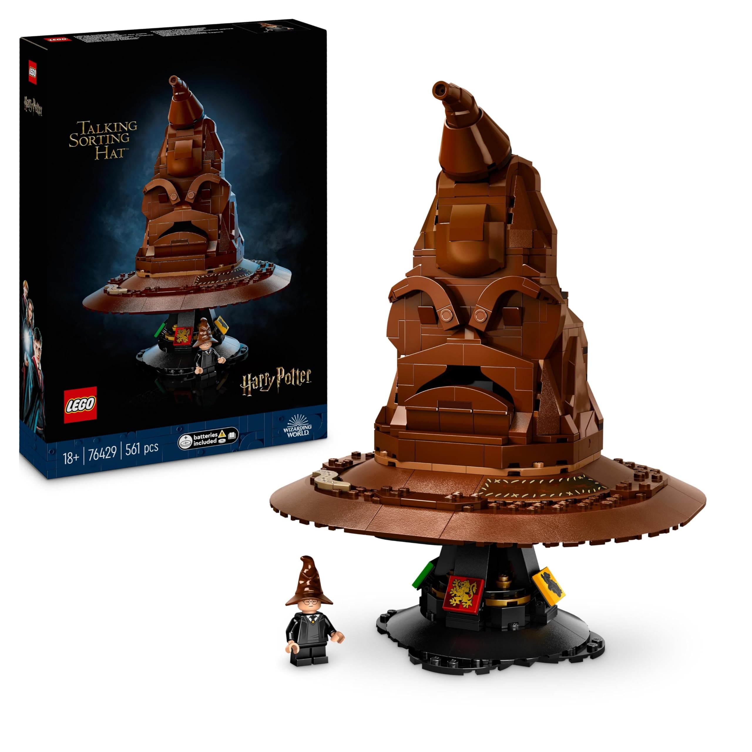 Harry Potter Talking Sorting Hat Set, Model Kit for Adults to build with 31 Randomised Sounds and a Character Minifigure, Wizarding World Gifts for Men, Women, Him or Her 76429