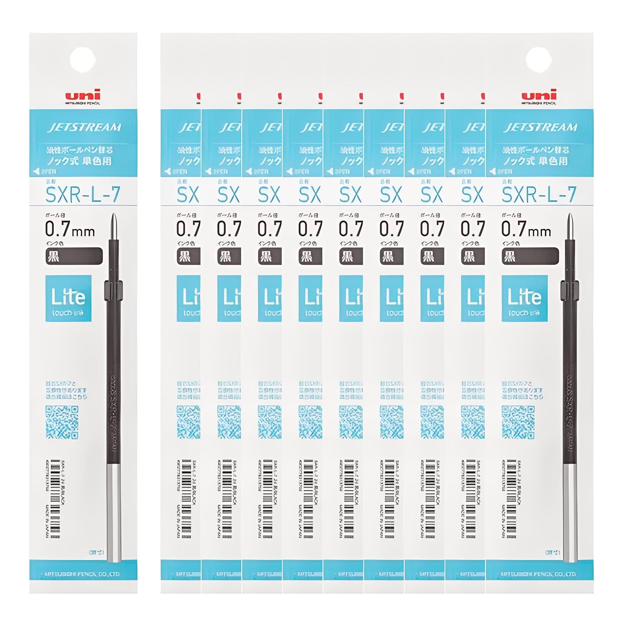 三菱鉛筆 Uni Jetstream Lite Touch Ink Refill, for Retractable Single-Color Pen Type, 0.7mm Medium Point, Black Ink, SXRL7.24, Box of 10