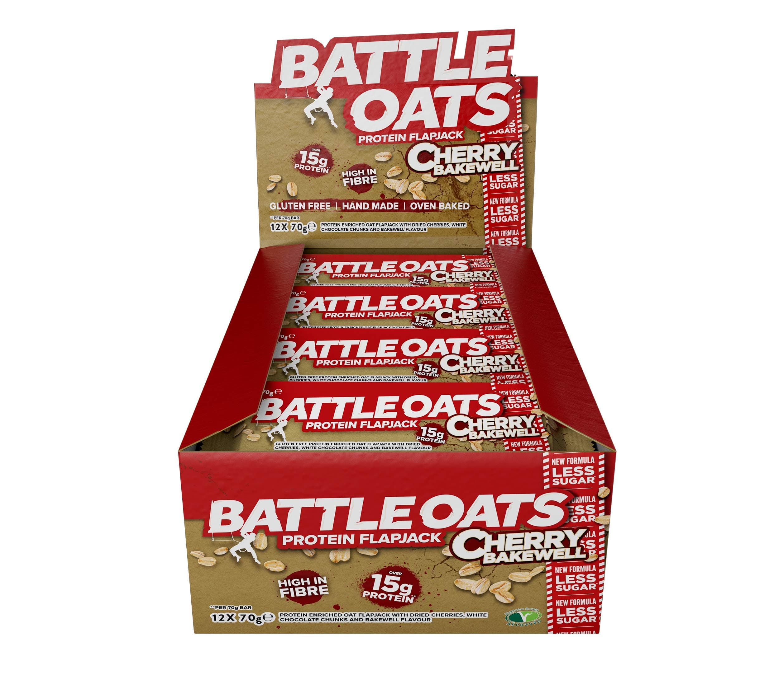 Battle Oats High Protein Flapjack, 12 x 70 g Protein Bars - Cherry Bakewell