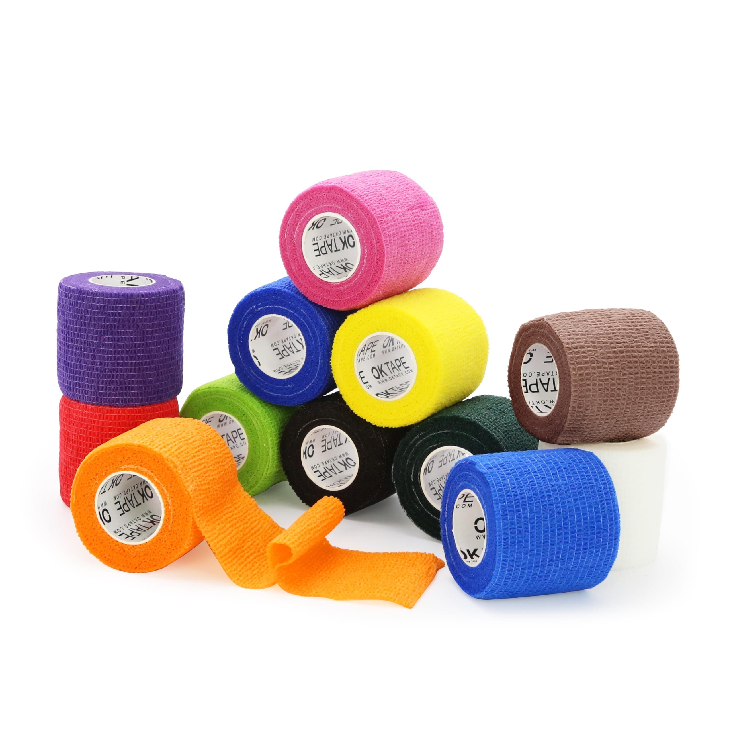 Self Adherent Cohesive Bandages Wrap - 12Packs, 2" x 5 Yards, Non-Woven Self Adhesive Bandage Wrap for Thumb, Finger, Wrist, Ankle, Vet Wrap Bandages Tape (Mixed Colors)