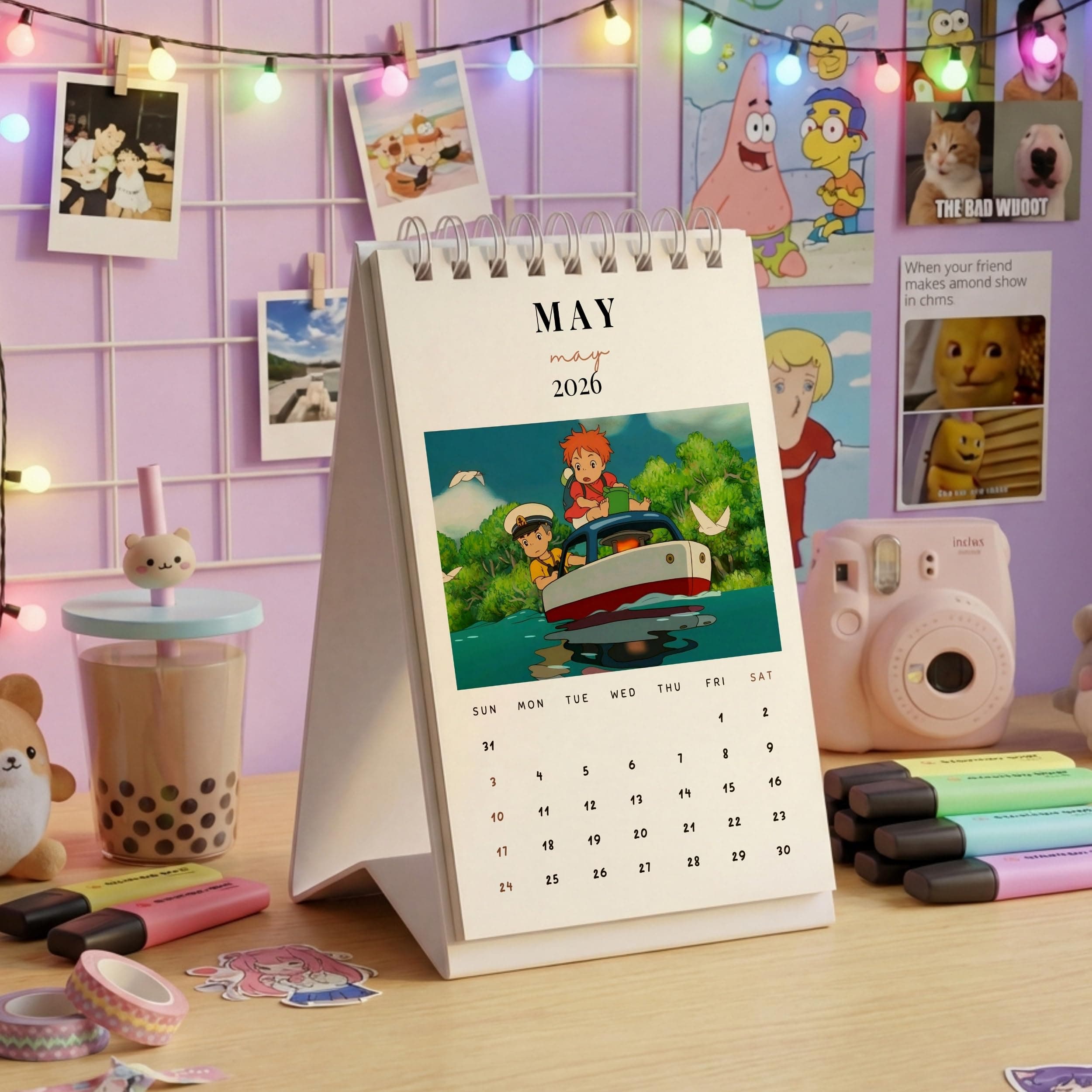 - Studio Ghibli 2026 Desk Calendar - Aesthetic 4x6 Inch Monthly Table Calendar with HD Prints | White Metal Wiro Binding & Sturdy Cardboard Stand | Cute, Aesthetic Room & Study Desk Decor for Office, Bedroom, Gifts