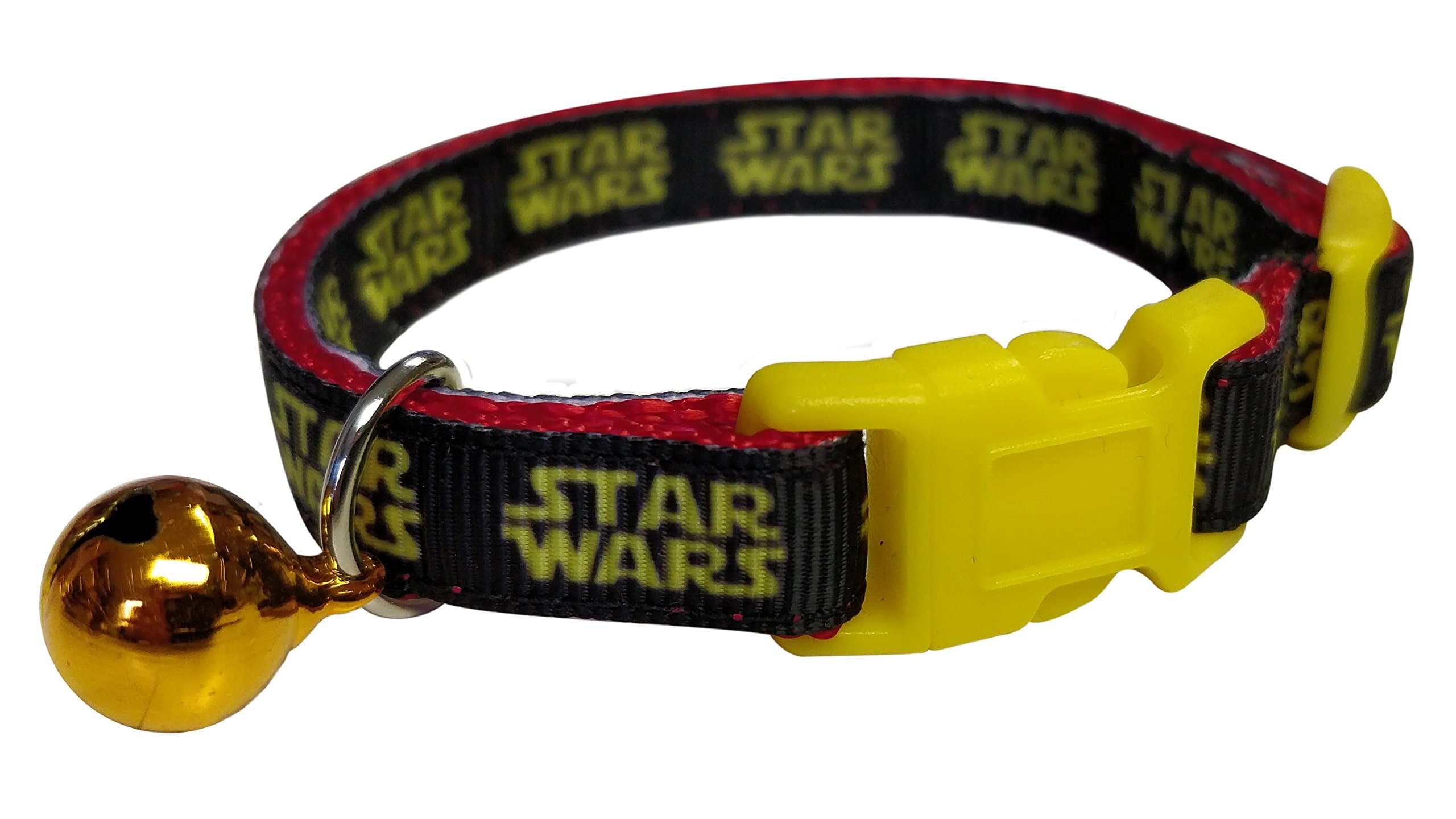 Spoilt Rotten Pets Quality Exclusive Cat Collar Range. Safety Buckle, Designed & Made In The UK (Star Wars Yellow Buckle)