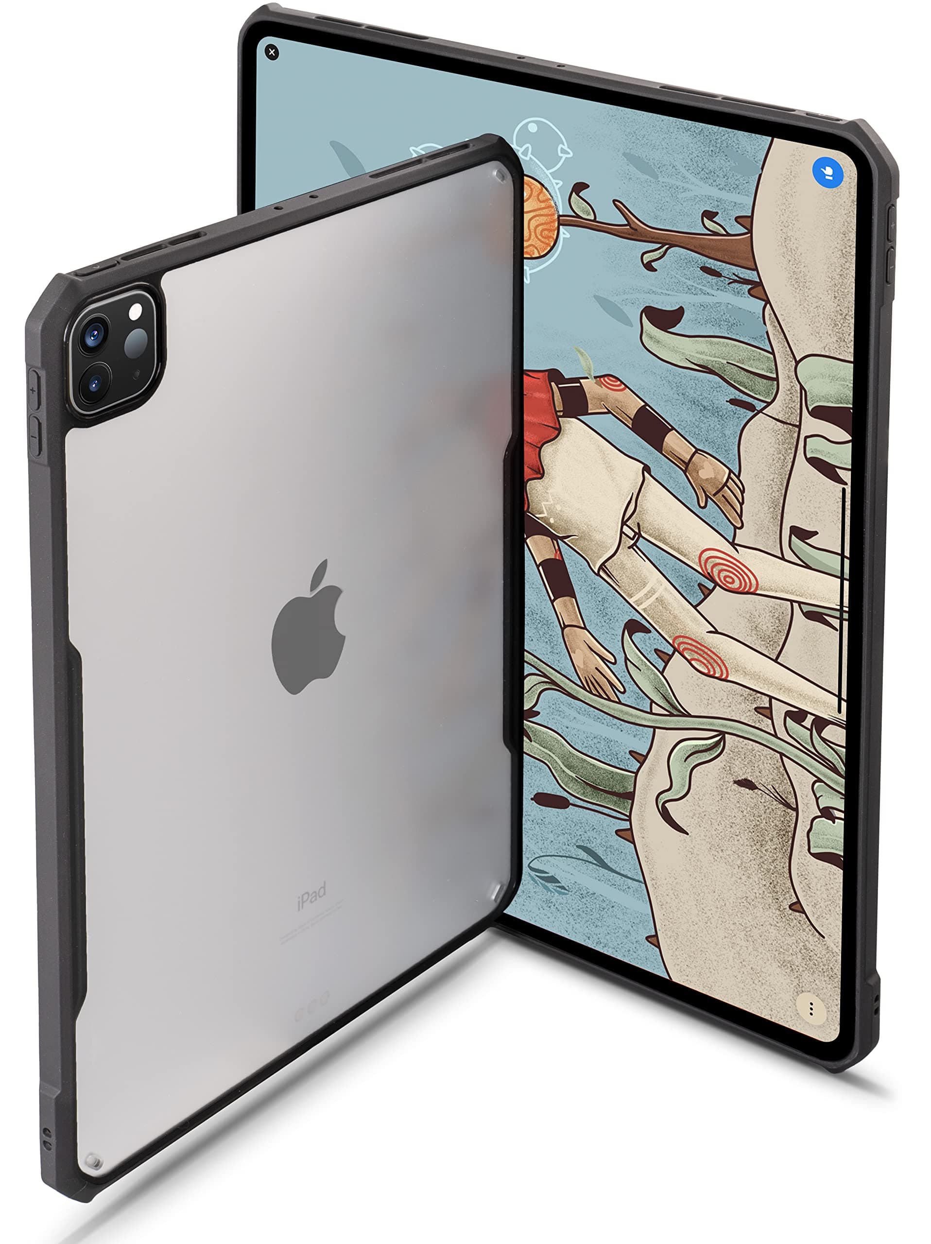 iPad Pro 11 inch Case 2022, 2021, 2020 & 2018 (4th, 3rd, 2nd & 1st Generation) Ultra Thin Matte Clear, Supports Apple Pencil Wireless Charging, Absorbs Shock (Black/Matte Back)