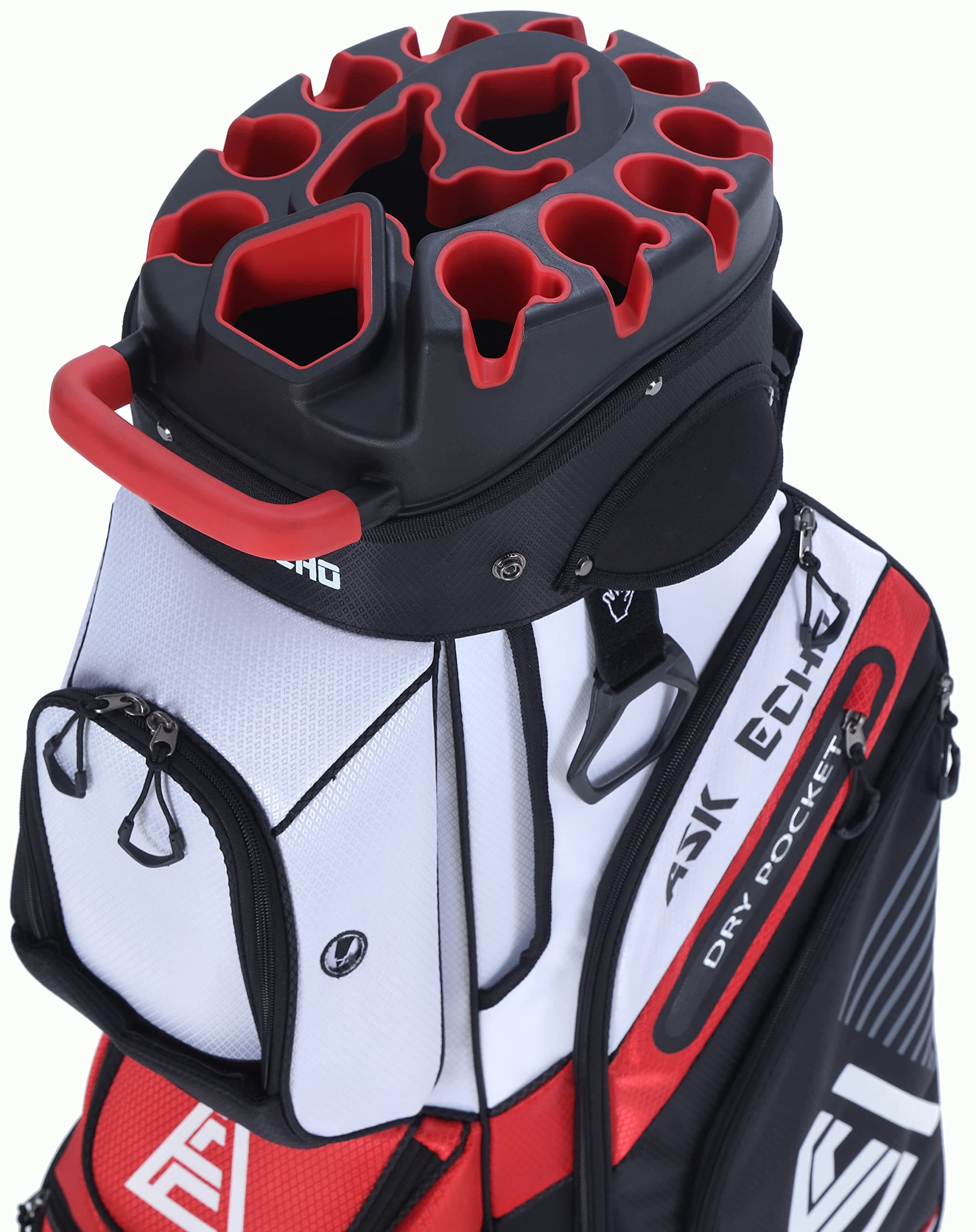 ASK ECHO T-Lock Golf Cart Bag with 14 Way Organizer Divider Top, Premium Cart Bag with Handles and Rain Cover for Men