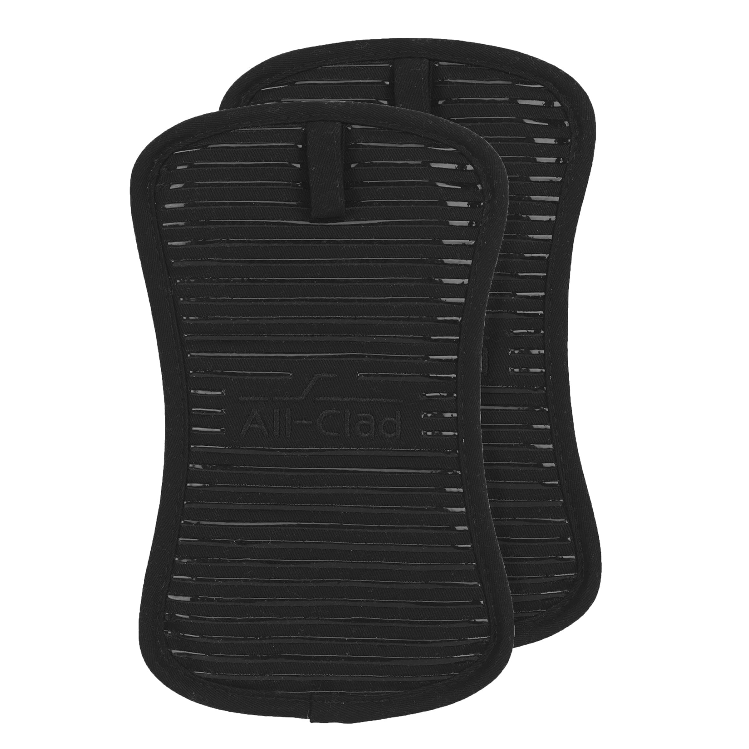 All-Clad Premium Pot Holder & Hot Pad: Heat Resistant to 500 Degrees - 100% Cotton, 10""x6.25"" Hot Pad for Kitchen and Barbeque, (2-Pack), Black
