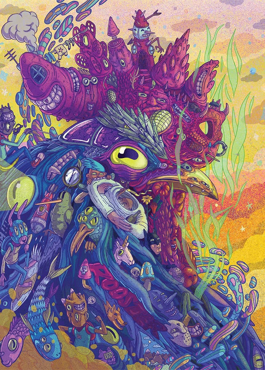 Jigsaw Puzzles for Adults 1000 Pieces Interesting Toys Brain Teaser Jigsaw Puzzles Unique Hard Puzzles Games(Trippy Rooster)