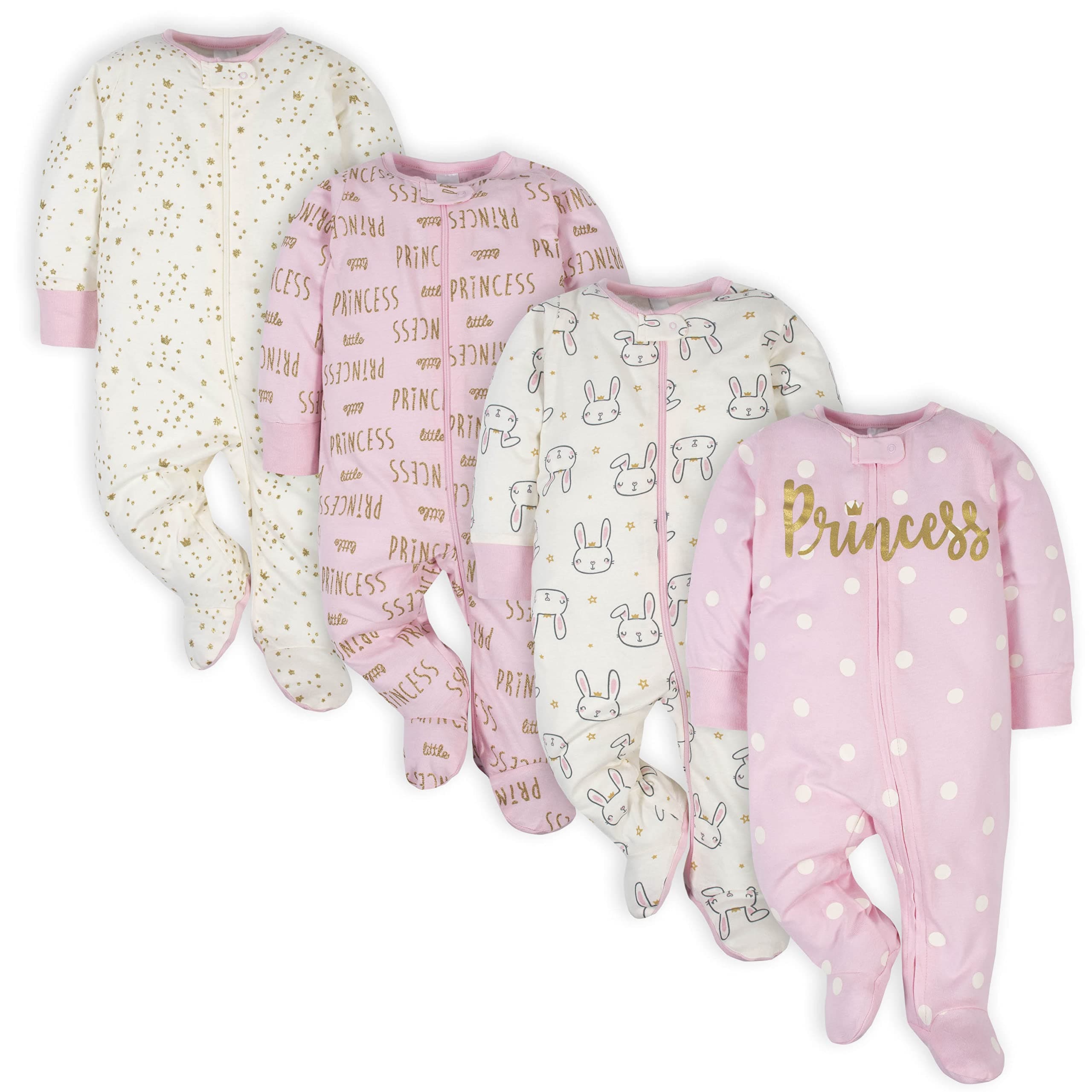 baby-girls 4 Pack Sleep N' Play Footie