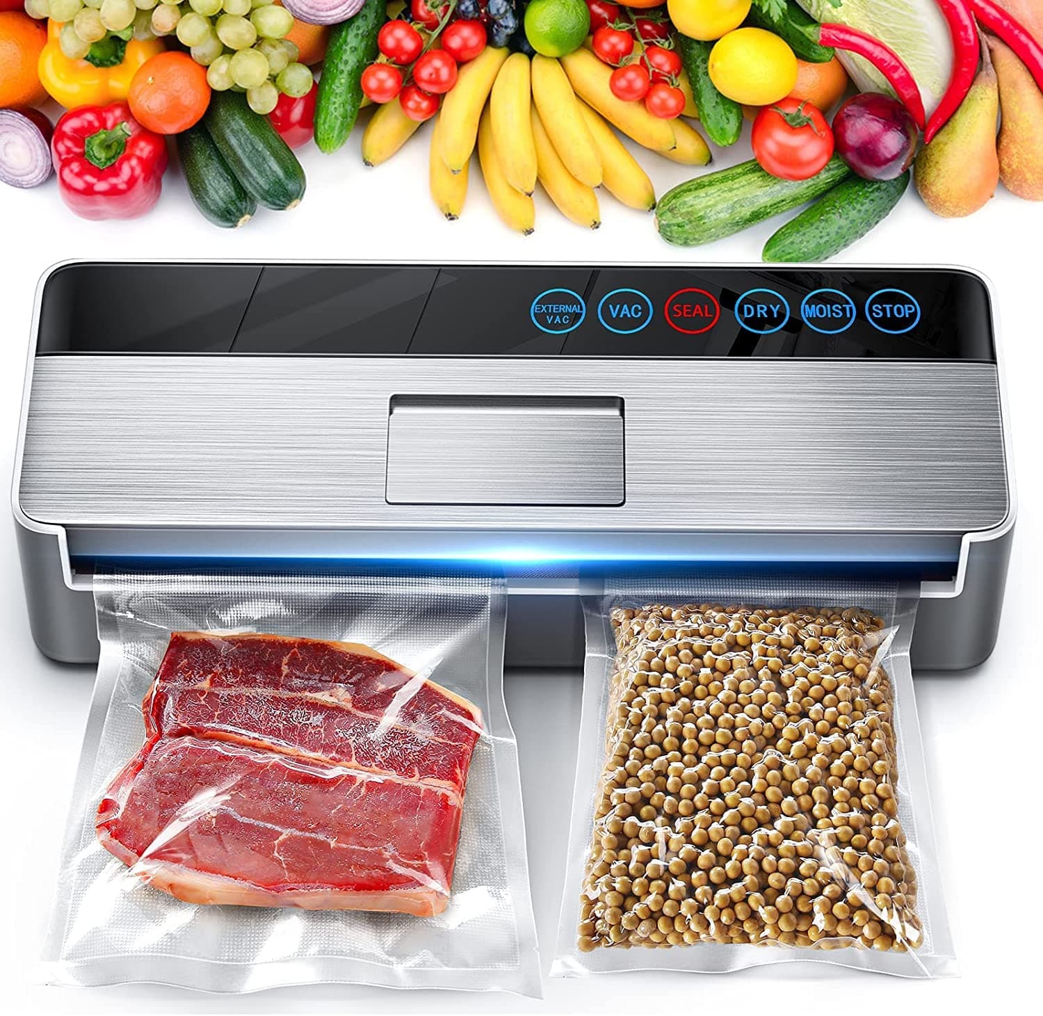 Vacuum Sealer Machine, Full Automatic Food Sealer (95Kpa), Vacuum Sealers Bags, Air Sealing System Dry, Moist Food Preservation Modes, Lab Tested, LED Indicator Lights