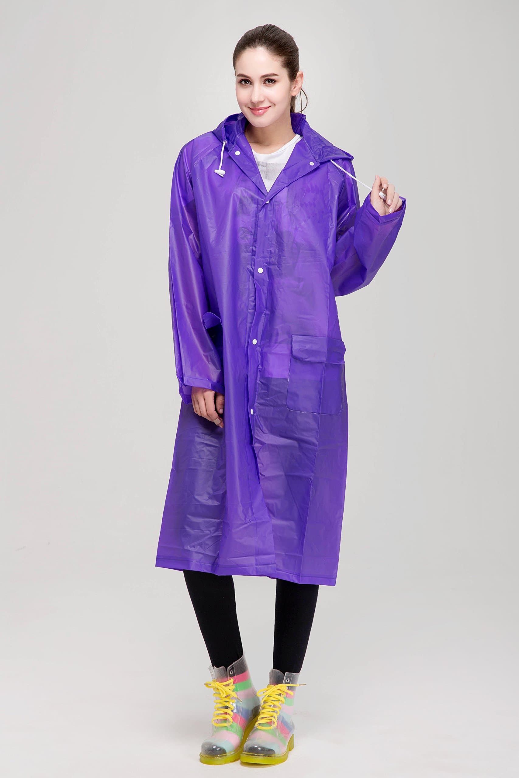 Sinociel Thick Waterproof Rainwear Portable Raincoat Adults EVA Rain Poncho with Hoods and Sleeves For Men And Women Outdoor Cycling Camping Travel Hiking