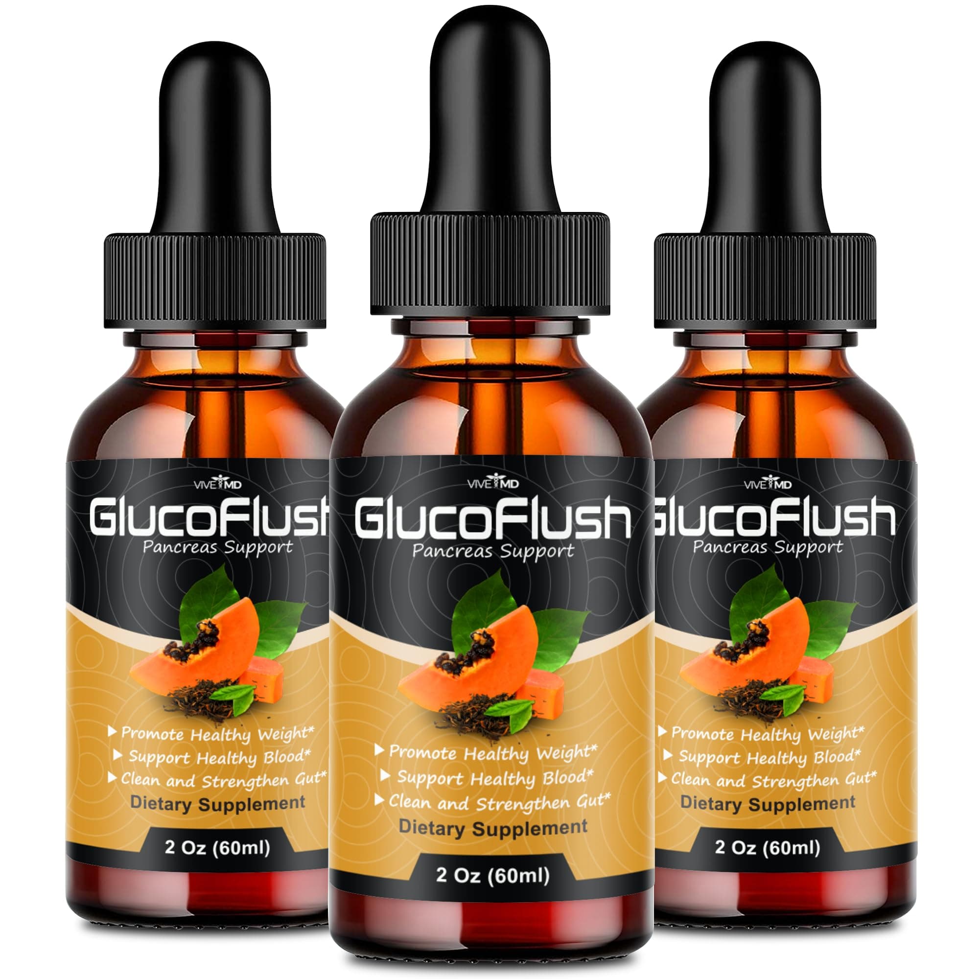 Glucoflush Liquid Drops, Glucoflush Healthy Blood Formula Support Supplement, Gluco Flush Drops Supplement Advanced Formula for Maximum Strength, Glucoflush Support Drops Reviews (3 Pack)