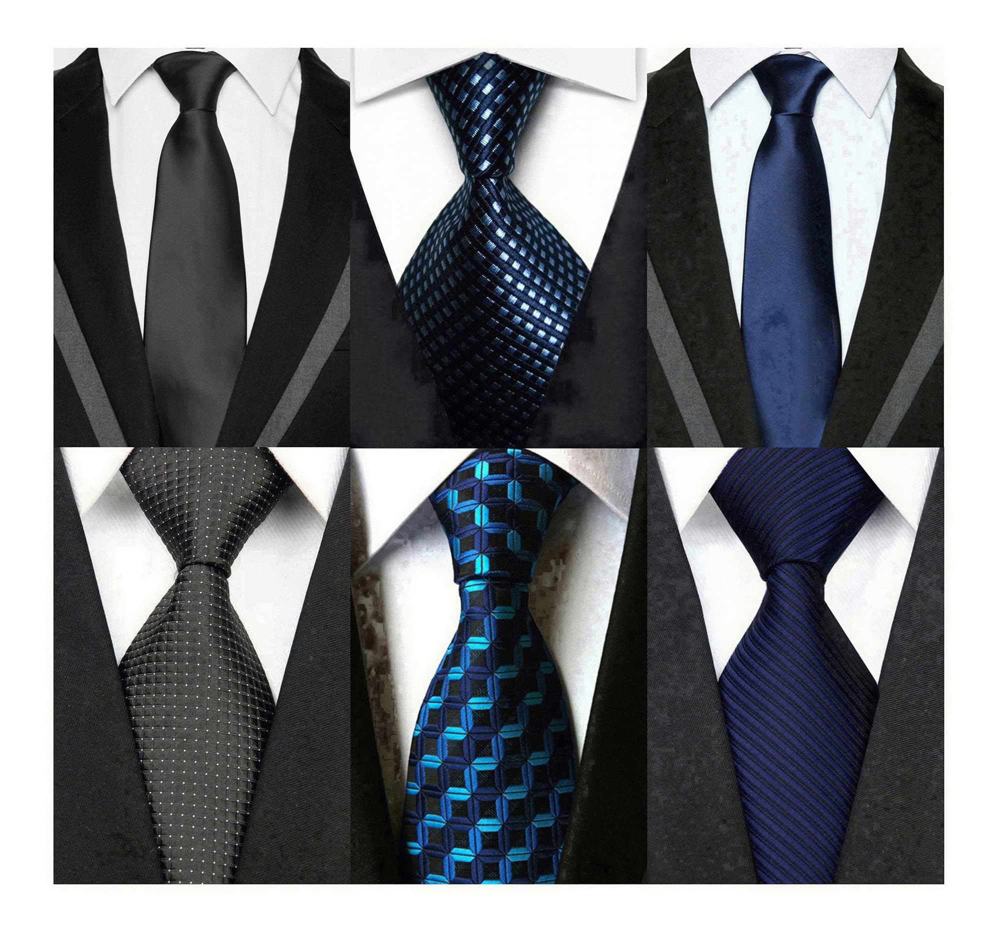 WehugLot 6 PCS Men's Class Ties Silk Tie Woven Necktie Jacquard Neck Ties For Men