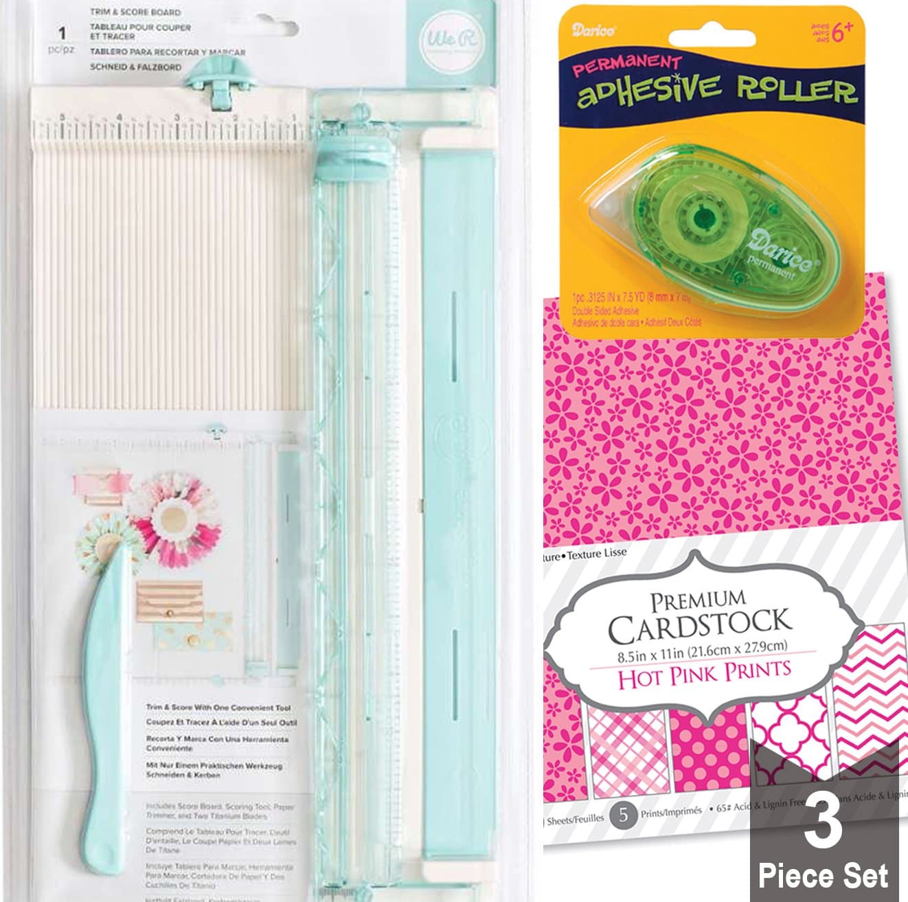 Paper Scoring Board Scrapbook Tool Kit - Trim and Score Board for Paper Folding, Scrapbooking, Crafting, Trimming, Cutting with Cardstock and Adhesive Tape