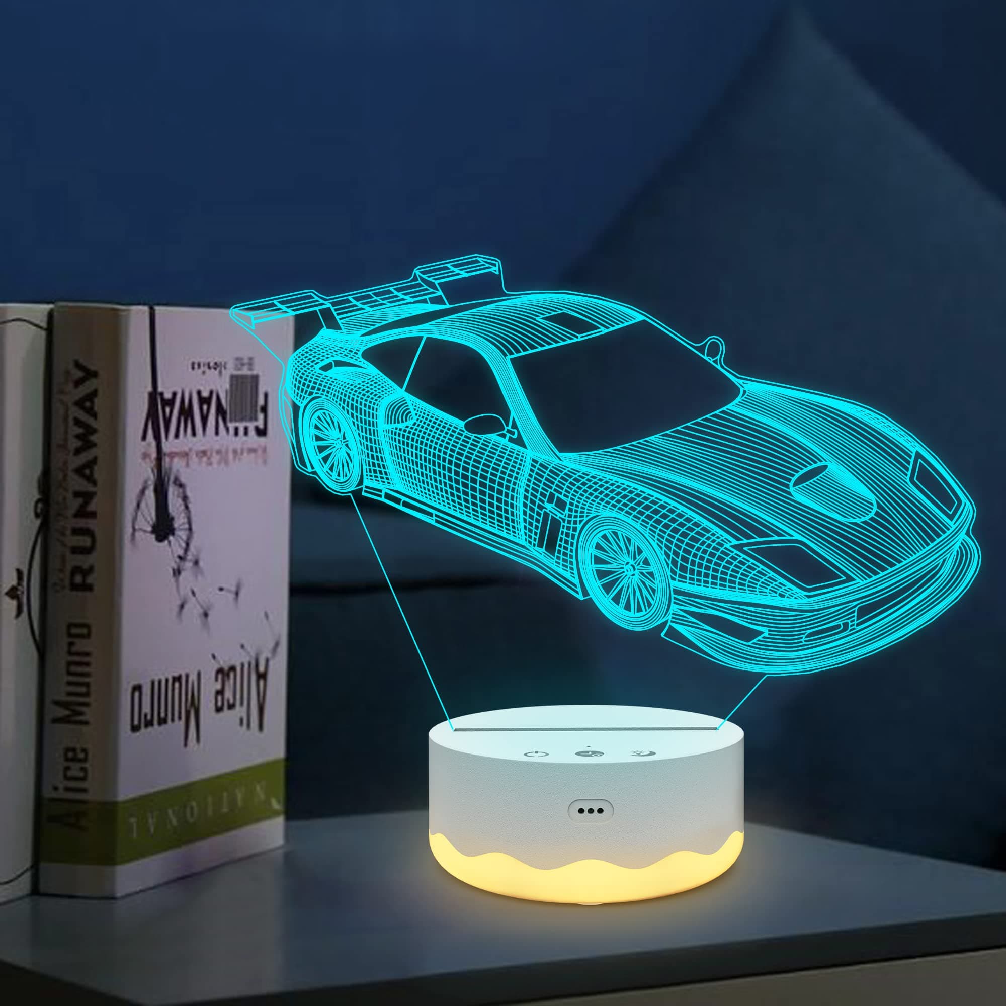 Car Night Light for Children, 3D Illusion Lamp with 16 Colours Changing Timer Dimmer Remote Control for Home Decor, Birthday Gifts for Boys Men Him