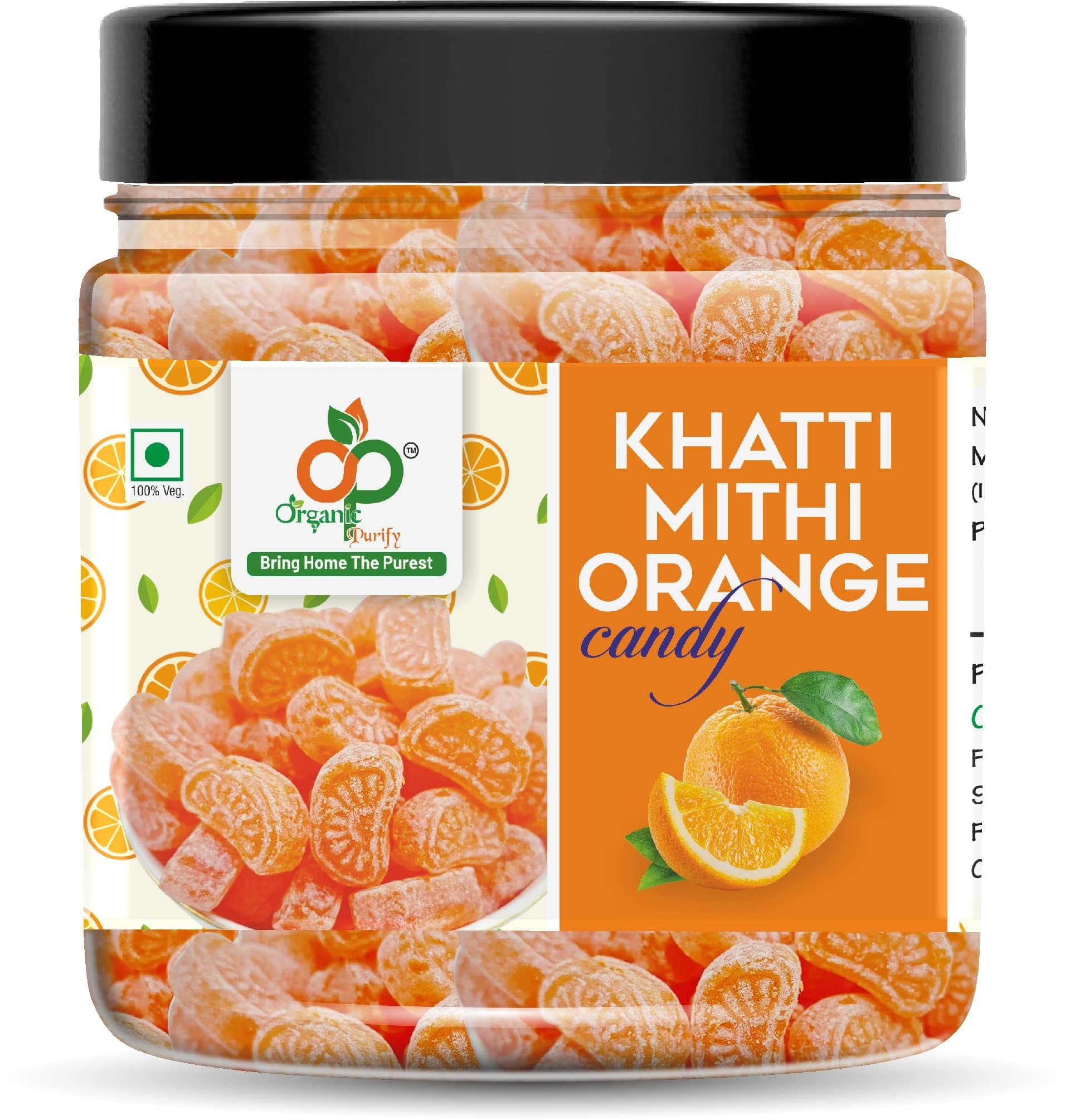 Orange Candy | flavored candys | Vegetarian | Orange Flavoured Toffee (Pack of 400gm) Jar Pack