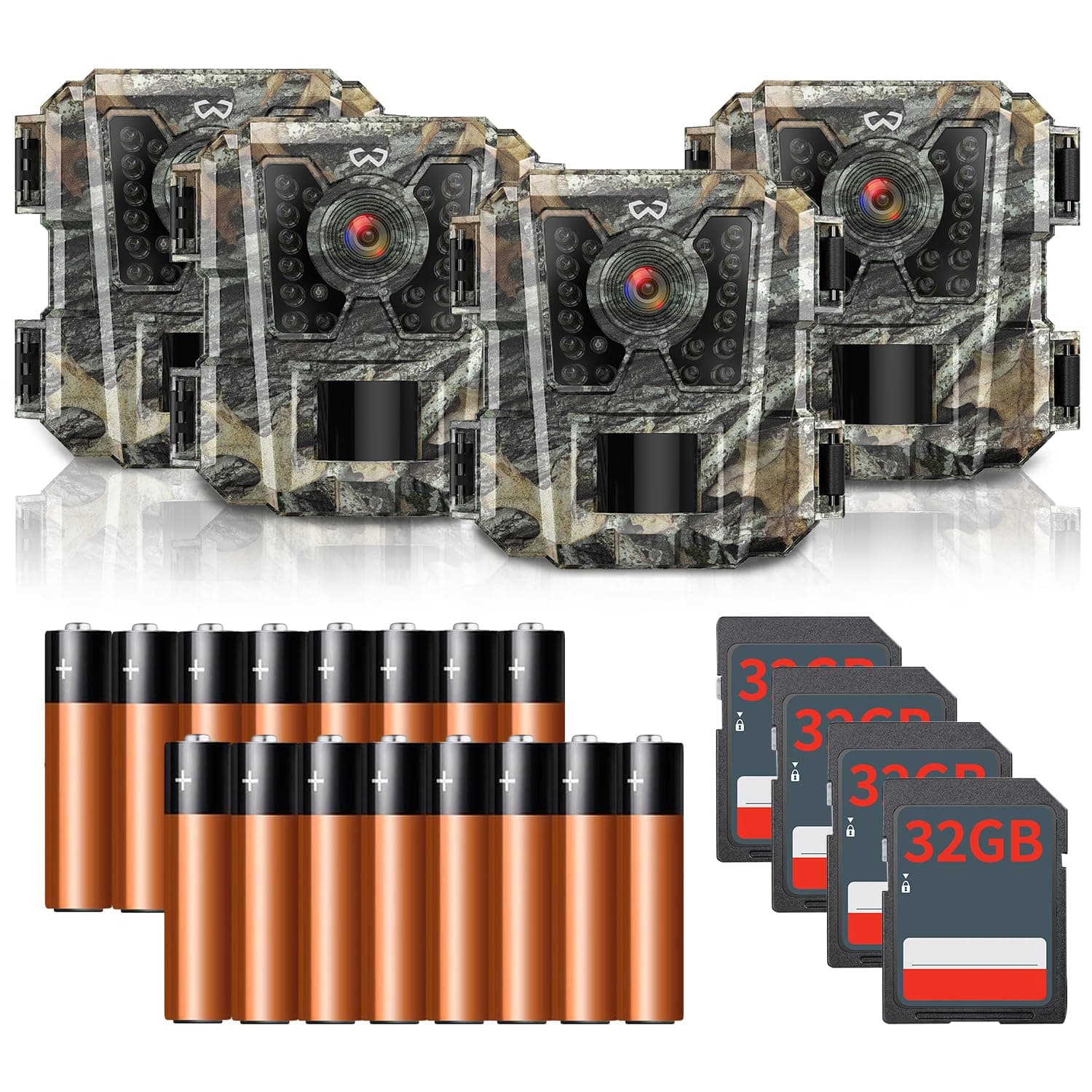 Mini Trail Camera 4 Pack 24MP 1080P HD, Game Cam with SD Card, Waterproof Tiny Deer Camera Night Vision Motion Activated with Fast Trigger Time for Outdoor Wildlife Monitoring