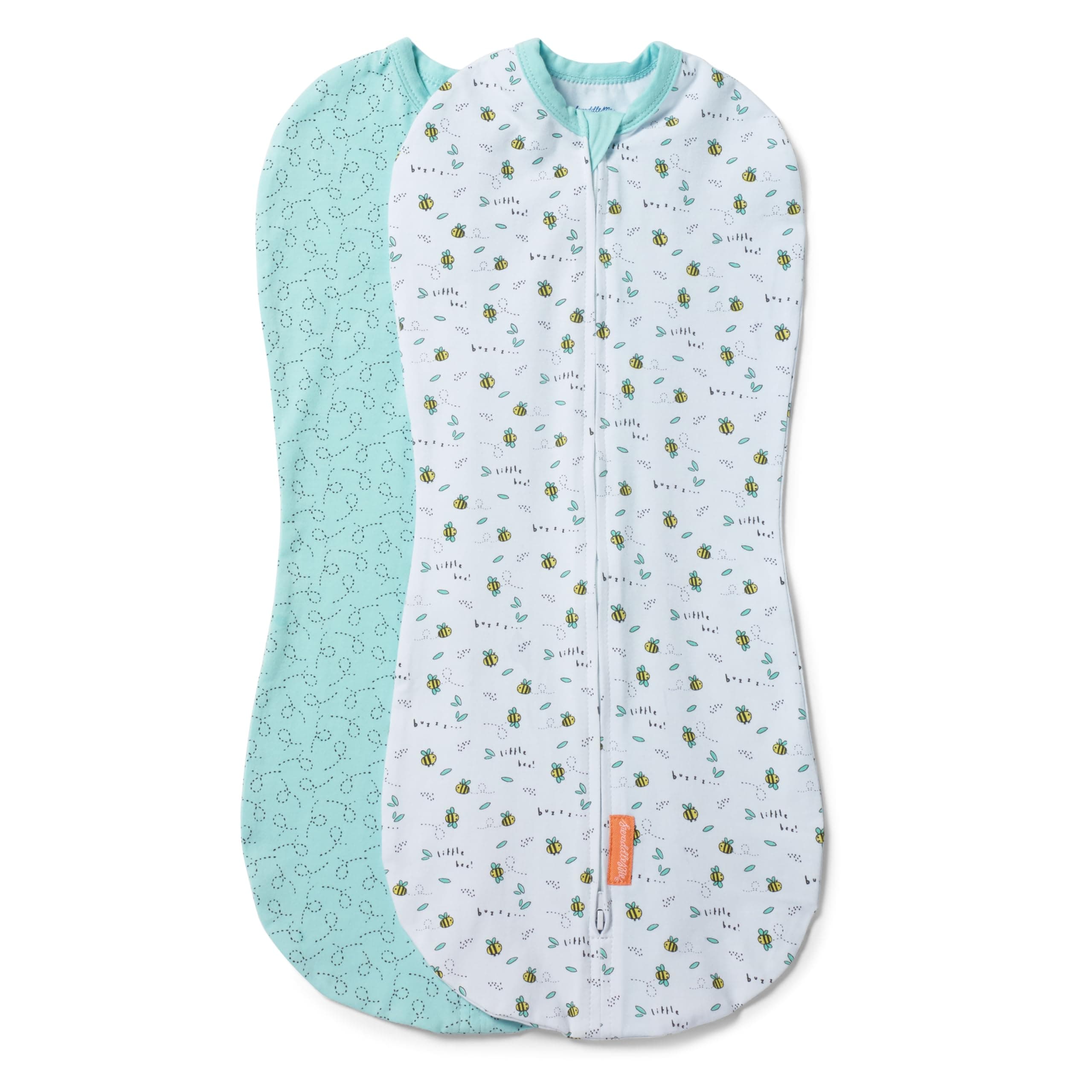 by Ingenuity Compression Baby Swaddle Pod, Two-Way Zipper for Easy Diaper Changes, Improves Sleep & Calms Startle Reflex, 0-2 Months, 1.0 TOG, 2-Pack - Little Bees