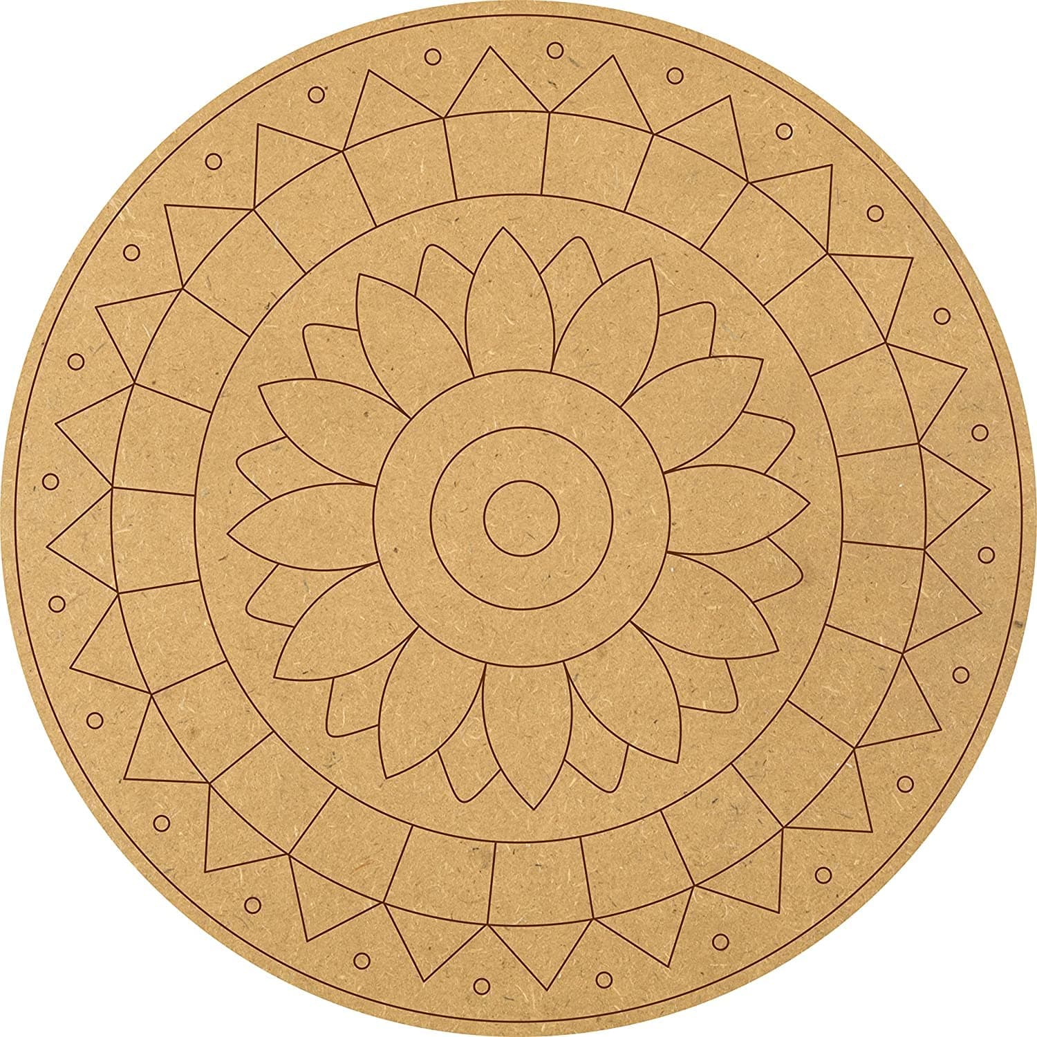 DOTME® Mandala Patten Pre Marked Wooden MDF Boards Art and Craft Painting Cutout DIY Work Work Home, Decor Artistic (12 Inch)