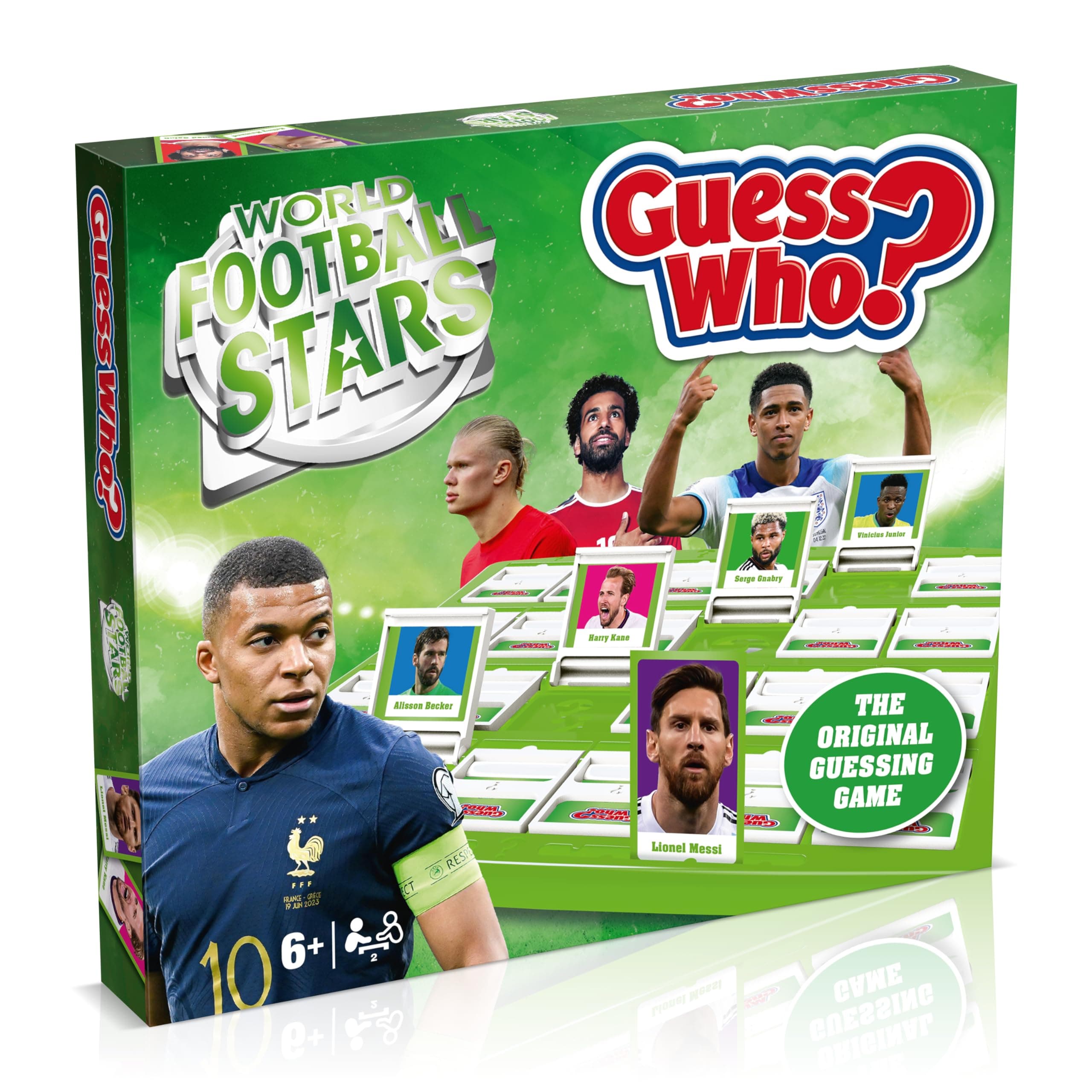 Winning Moves World Football Stars Guess Who? Board Game, Play with Messi, Ronaldo, Harry Kane, Neymar, Salah and Foden, Easy to Set up 2 Player Game for Ages 6 Plus, Great Gift for Football Fans