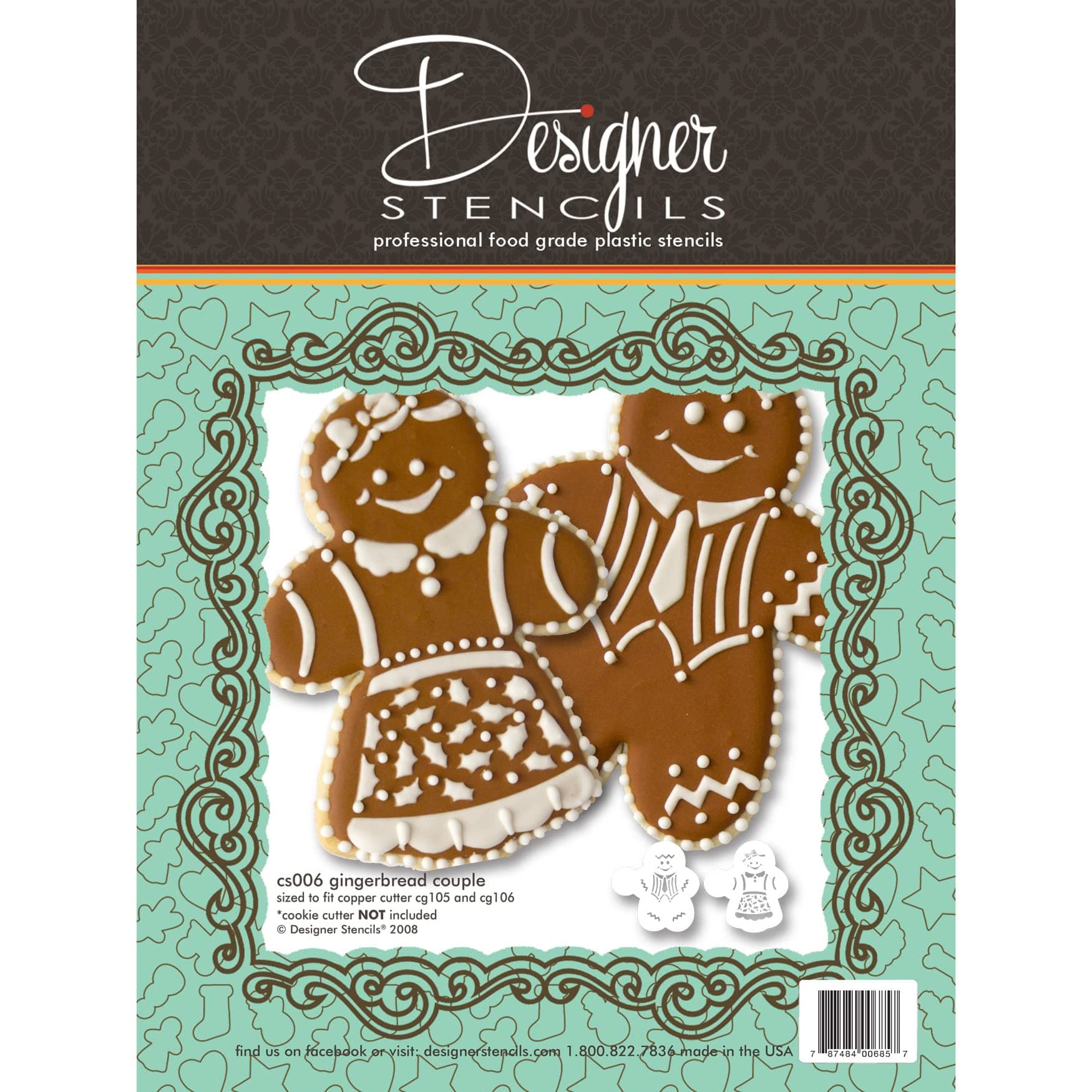 Gingerbread Couple Cookie Stencil Set (no Cutter) by Designer Stencils