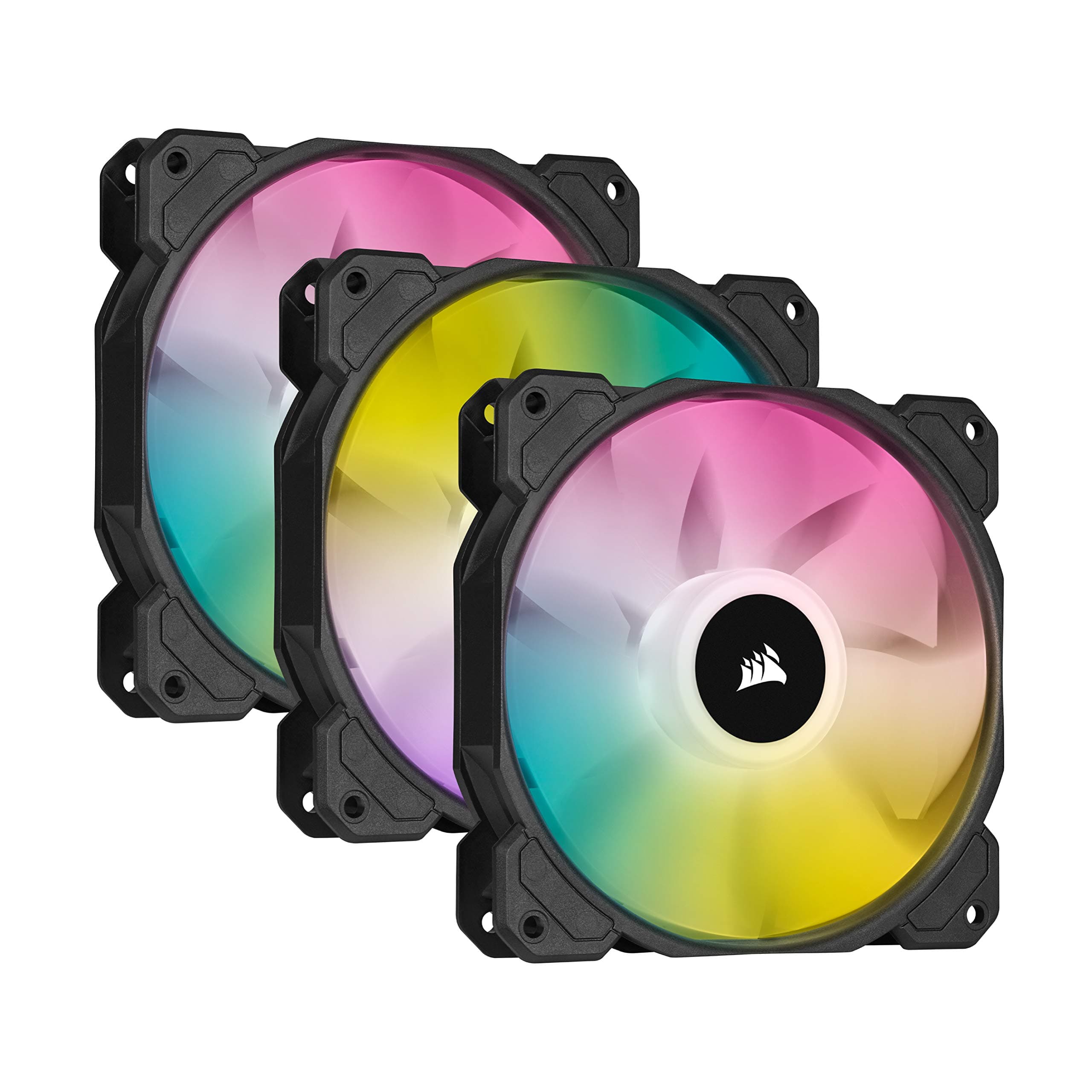 CORSAIR iCUE SP120 RGB Elite Performance 120mm PWM Triple Fan Kit with iCUE Lighting Node CORE - Black