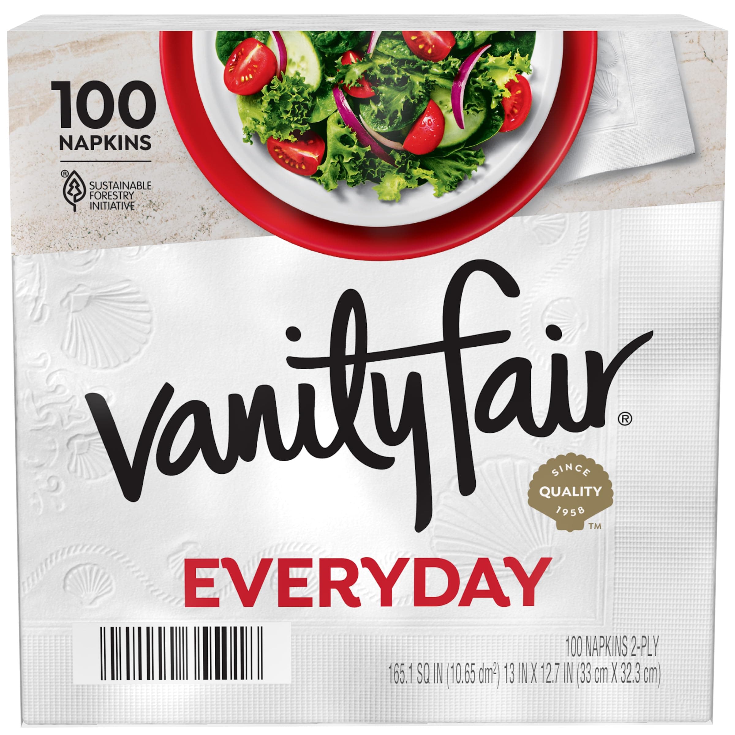 Vanity Fair Premium Everyday 1-Ply White Paper Napkins-100 ct
