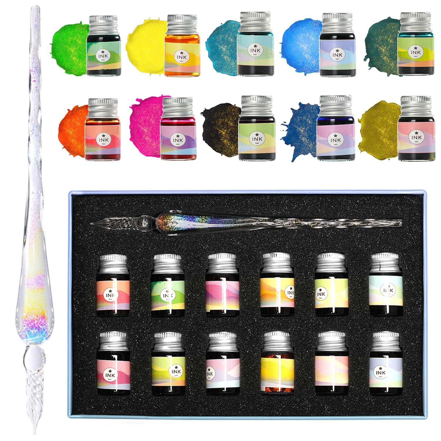 White Rainbow Glass Pen Set