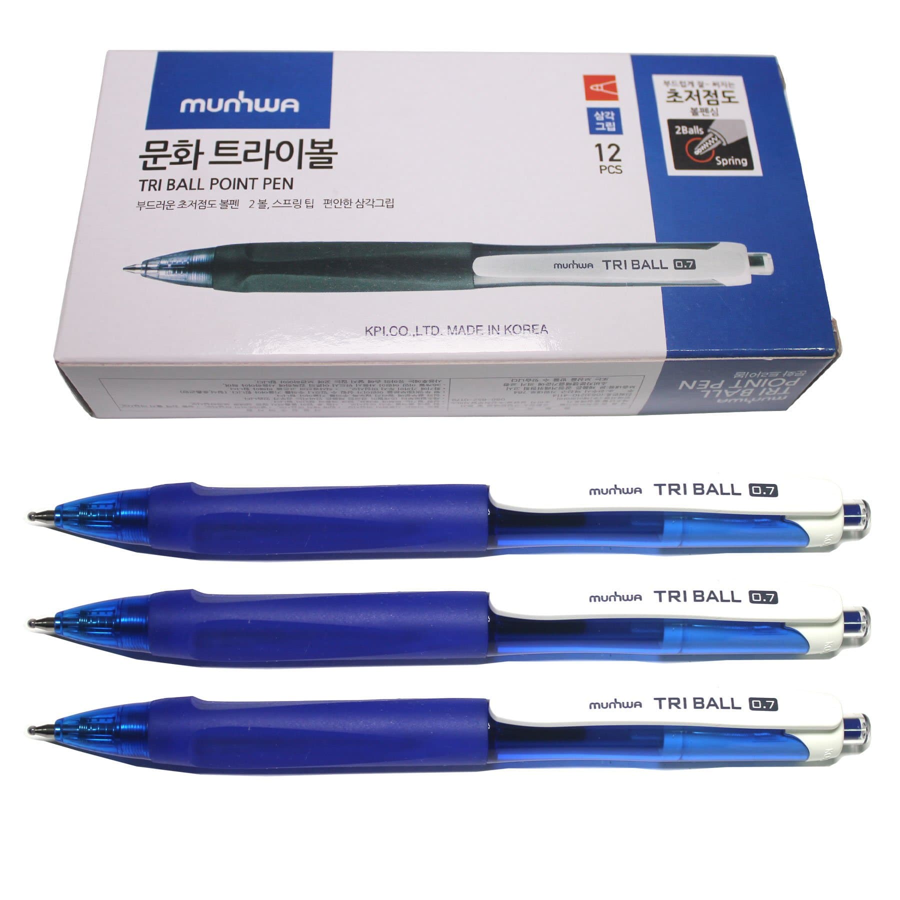 x12 Tri Ball Low Viscosity Ball Point Pen - 0.7 mm - Blue- 12 Pcs