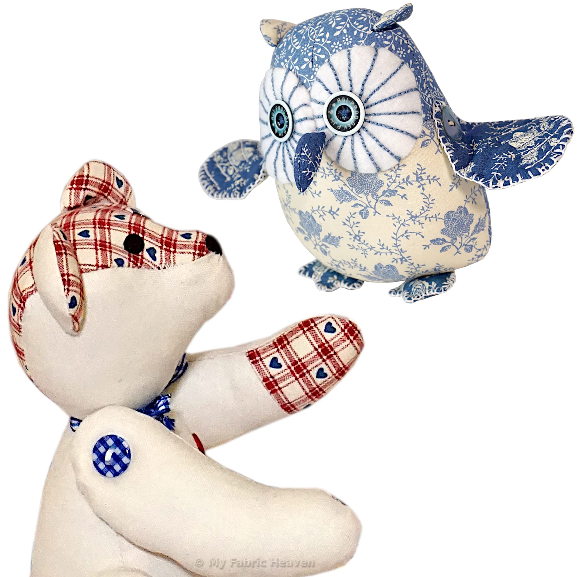 My Fabric Heaven Two Discounted Sewing PATTERNS. Twinkle Starry-Eyed Owl Keepsake & Little Teddy Memory Bear. Handmade Stuffed Animal Soft Toys & Easy Photo-Tutorial Instructions. FREE POST