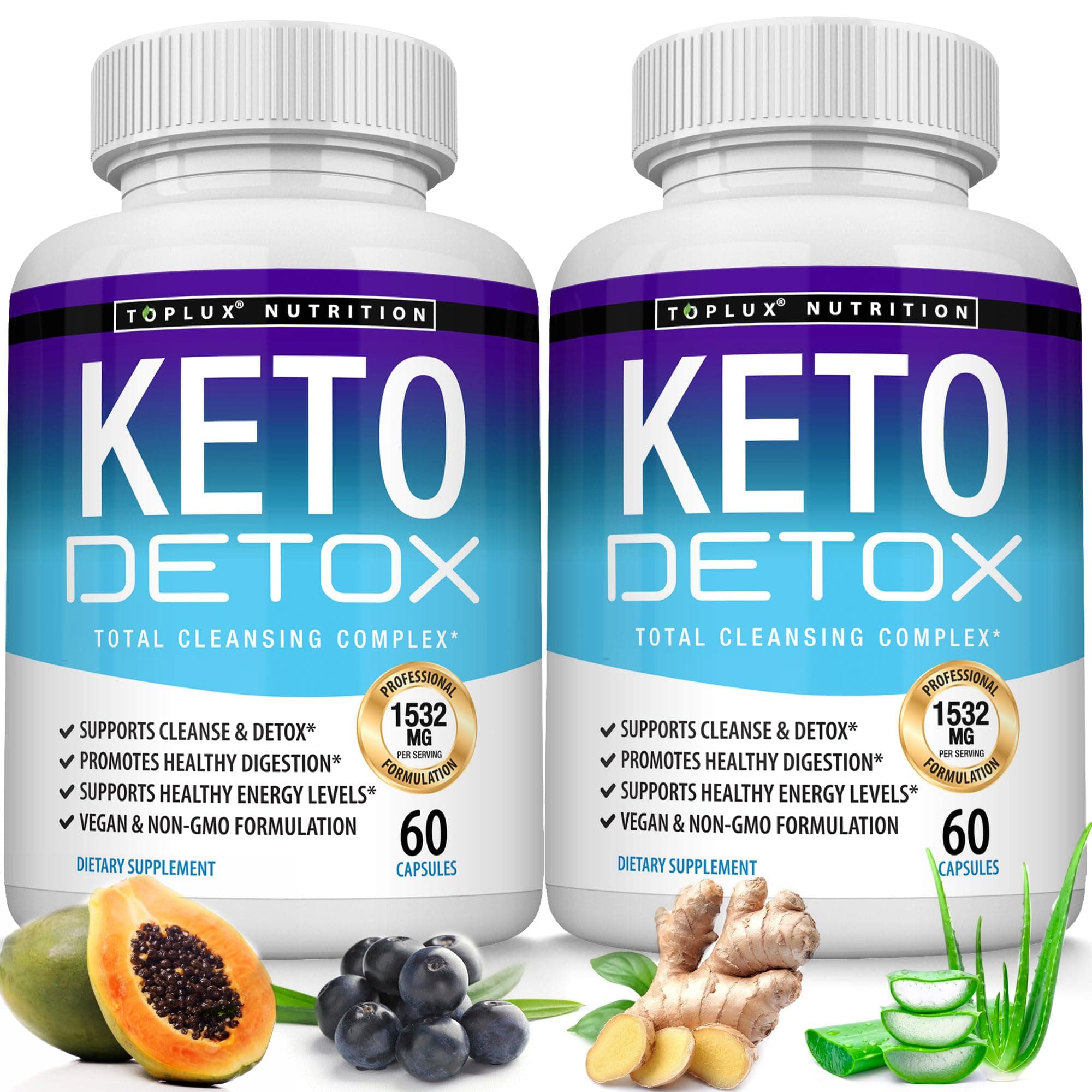Keto Detox Pills Advanced Cleansing Extract – 1532 Mg Natural Acai Colon Cleanser Formula, Flush Toxins & Excess Waste, for Men Women, 60 Capsules, Supplement