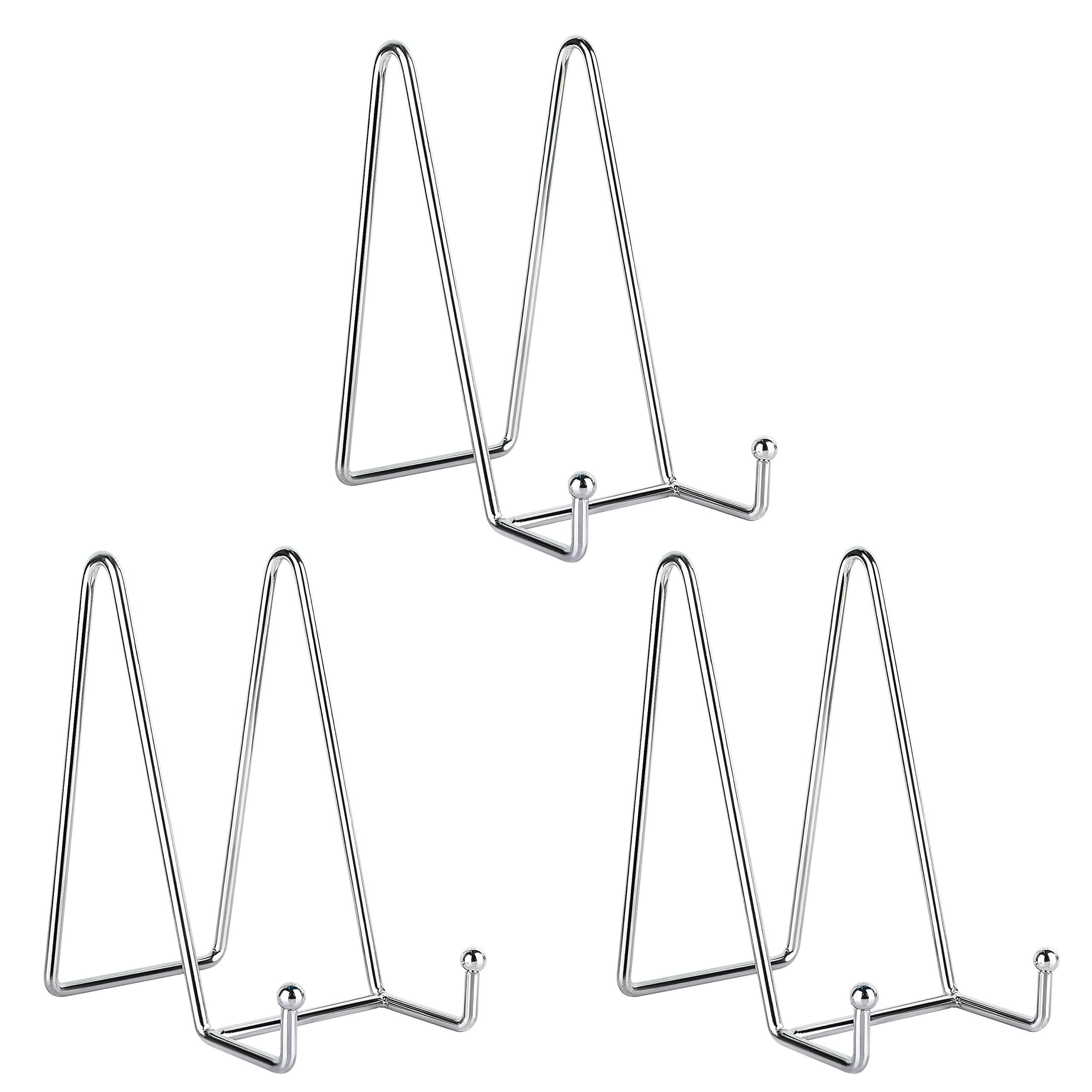 Decolore 3 Pack 6 inch Silver Metal Display Stands for Plate Stand Plate Holder Display Stands for Picture, Decorative Plate, Book, Photo Easel, Artistic Work (Silver)