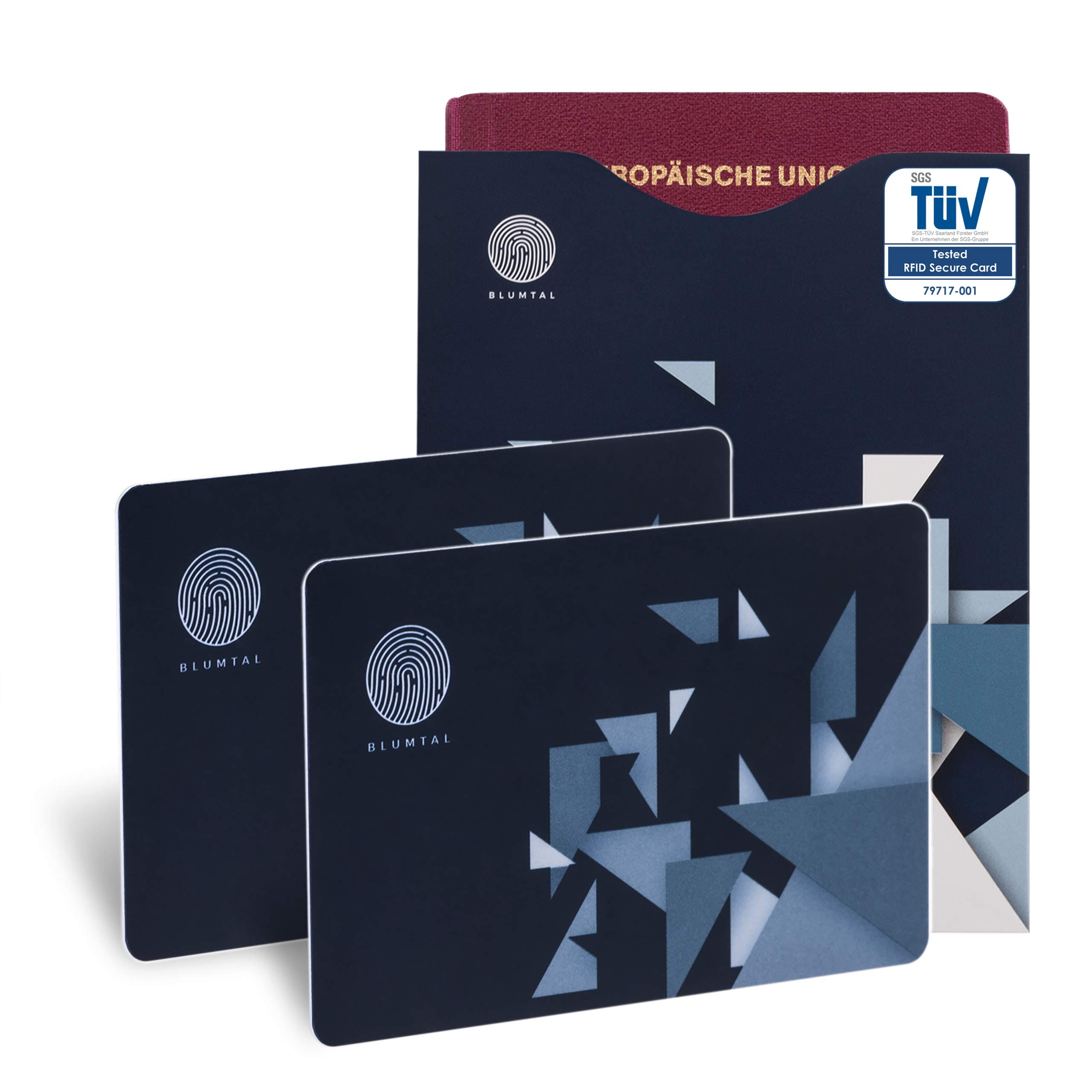 Blumtal 2 RFID Card Protectors and 2 Additional Passport Covers, Anti Theft Credit Card and Passport Protector, In Stylish Design